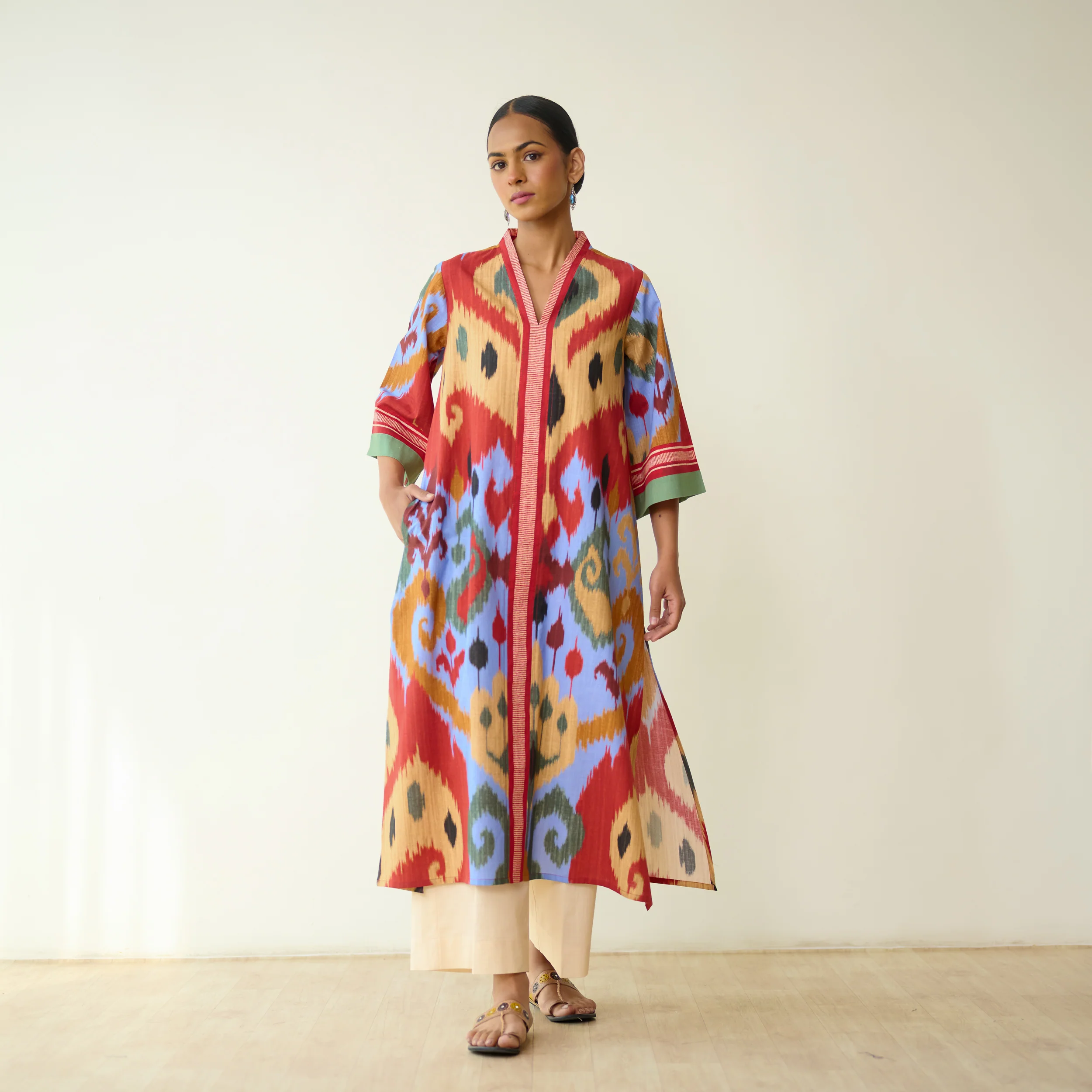 Maheeka Slub Cotton Kurta - Ocean Blue - Image 5