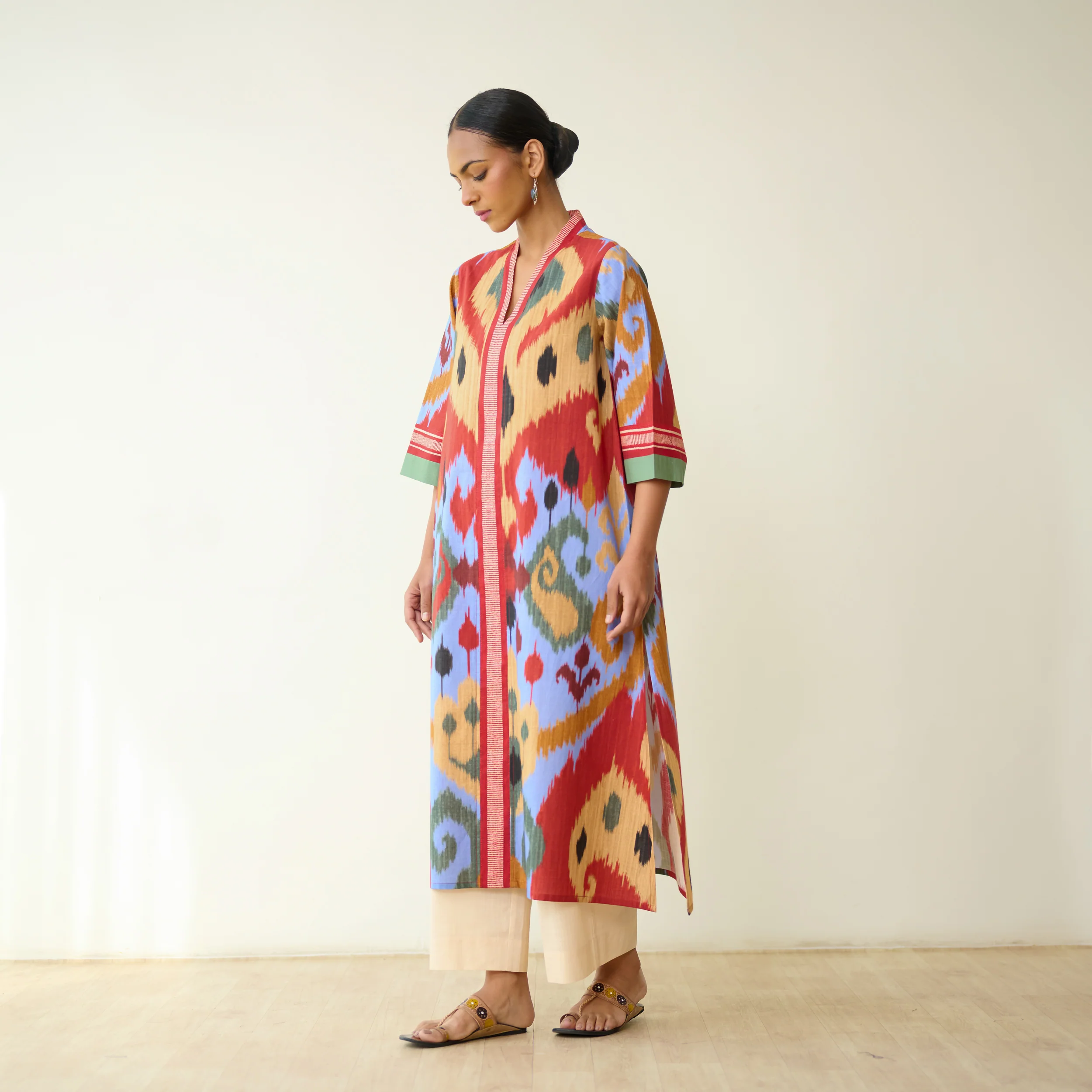 Maheeka Slub Cotton Kurta - Ocean Blue - Image 8