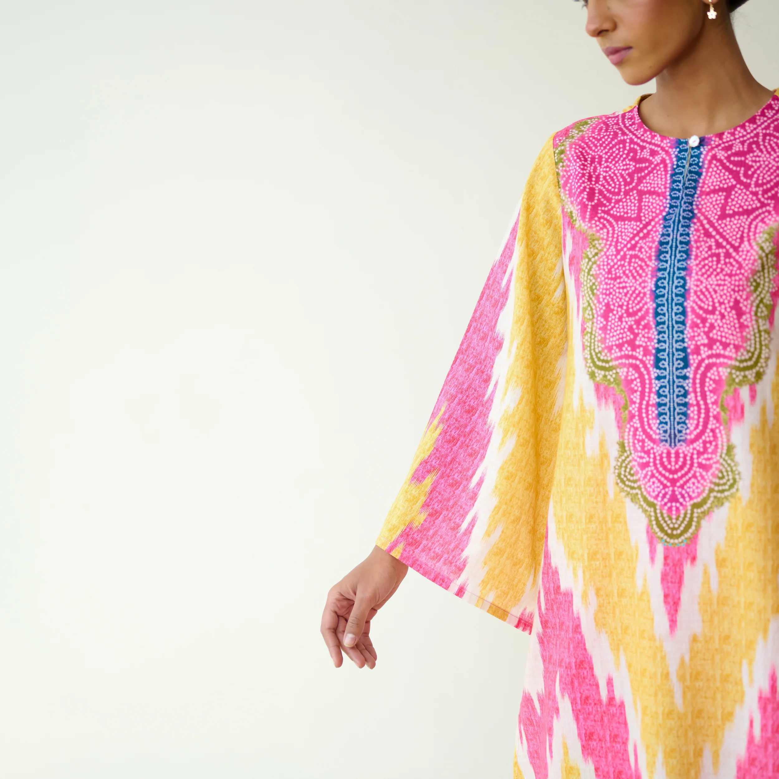 Malti Slub Cotton Coord Set - Turmeric & Candy Pink - Image 7