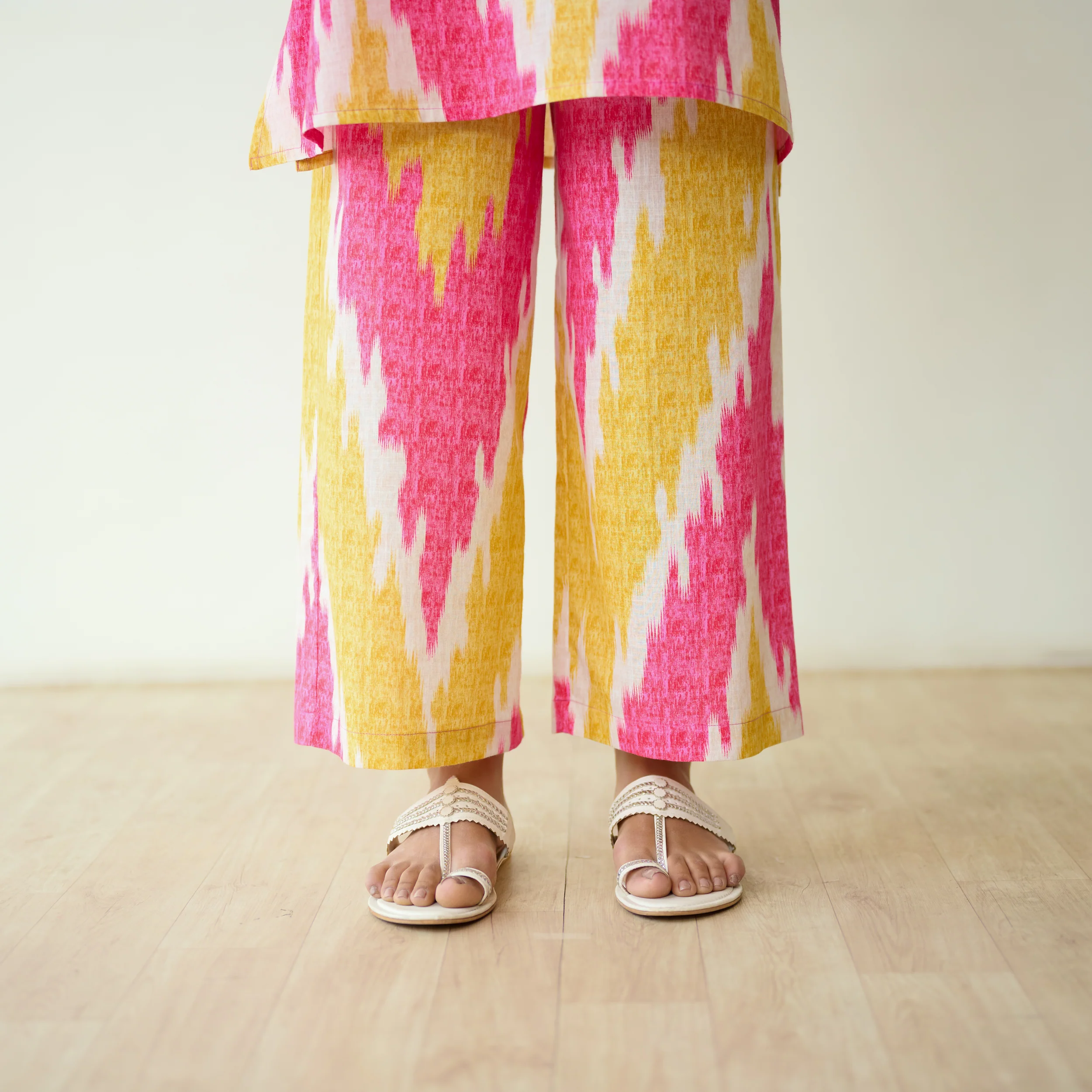 Malti Slub Cotton Coord Set - Turmeric & Candy Pink - Image 8