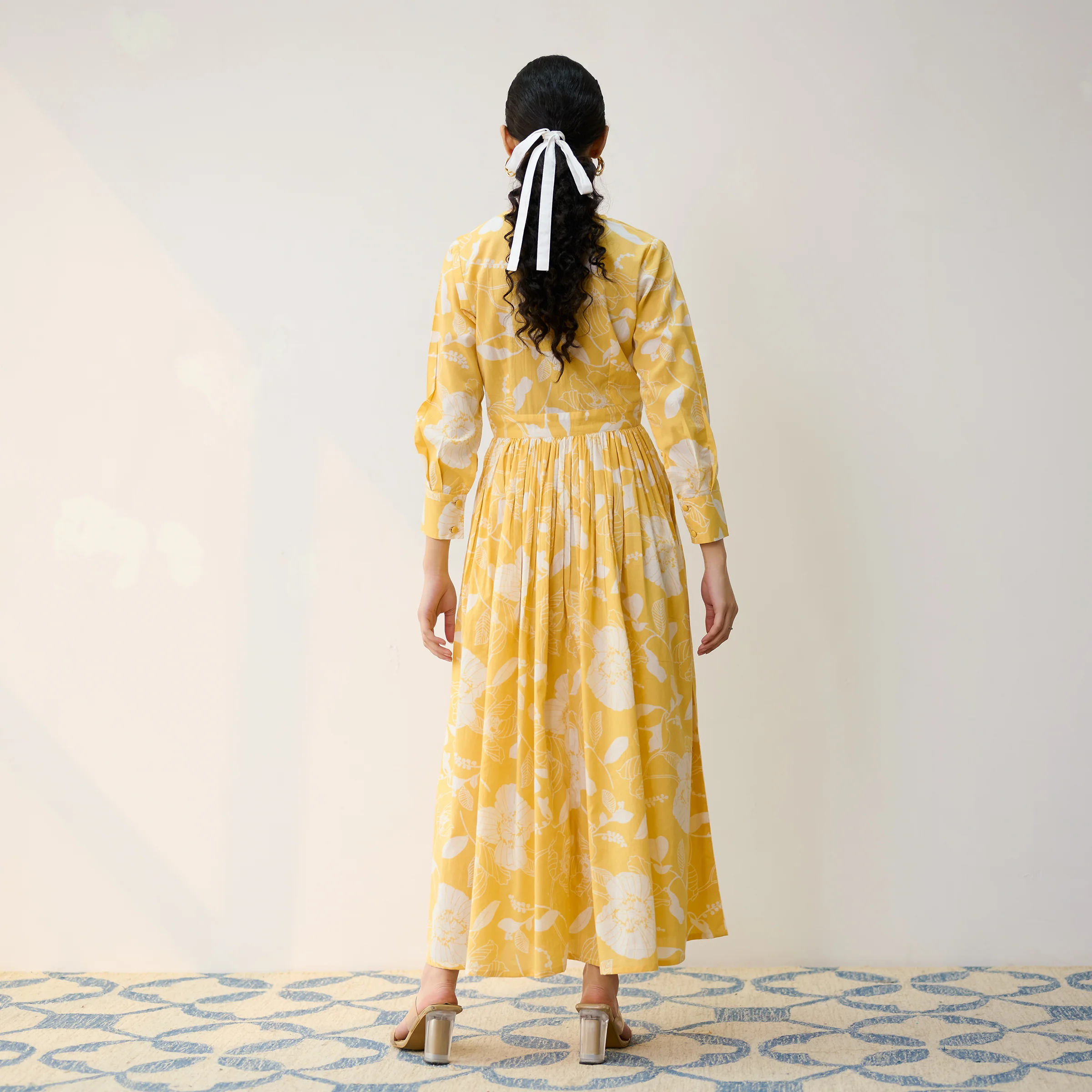 Mango Yellow Ayesha Cotton Overlap Dress with Hand Embroidery Detail - Image 7