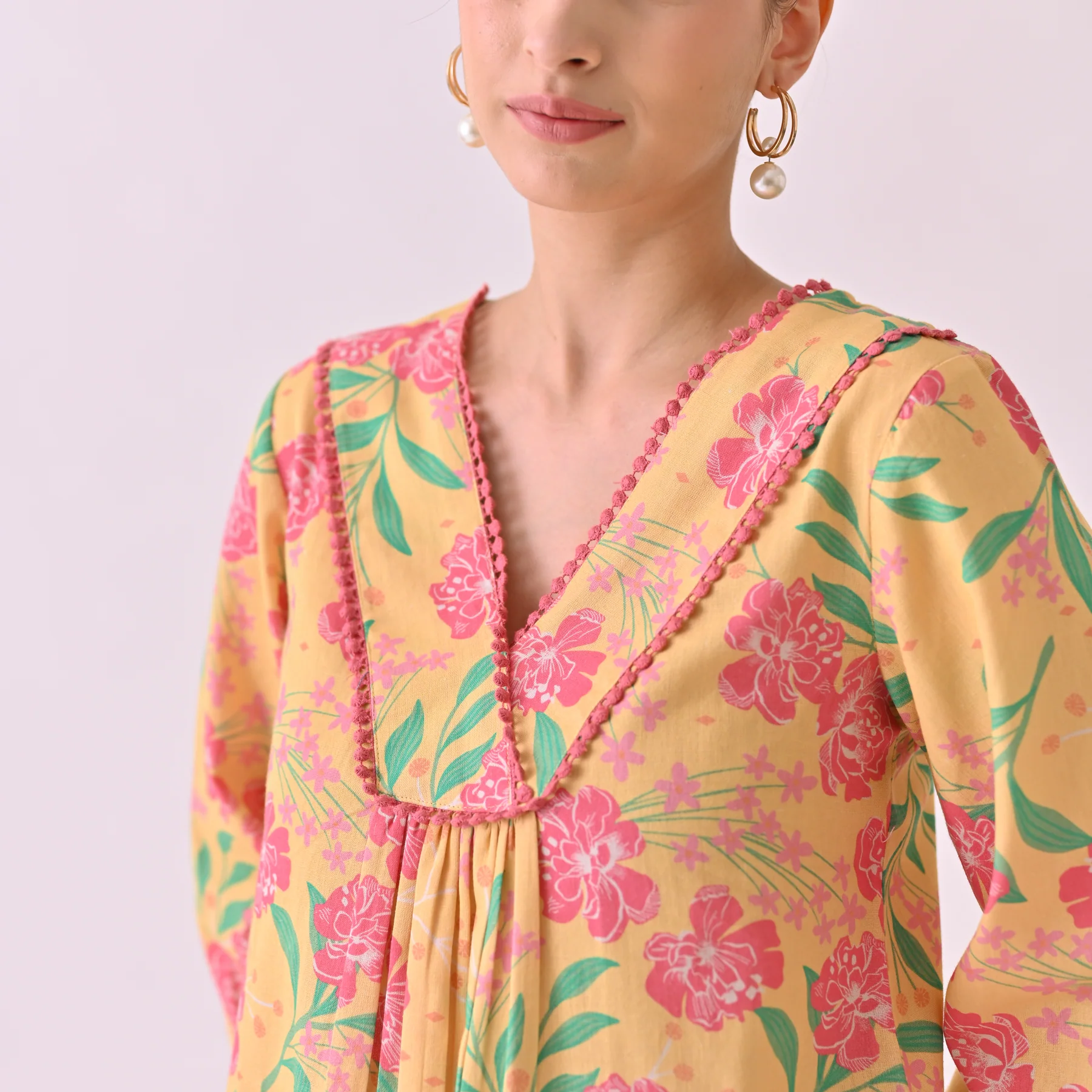 Mango Yellow Blooming Cotton Co-ord Set - Image 3
