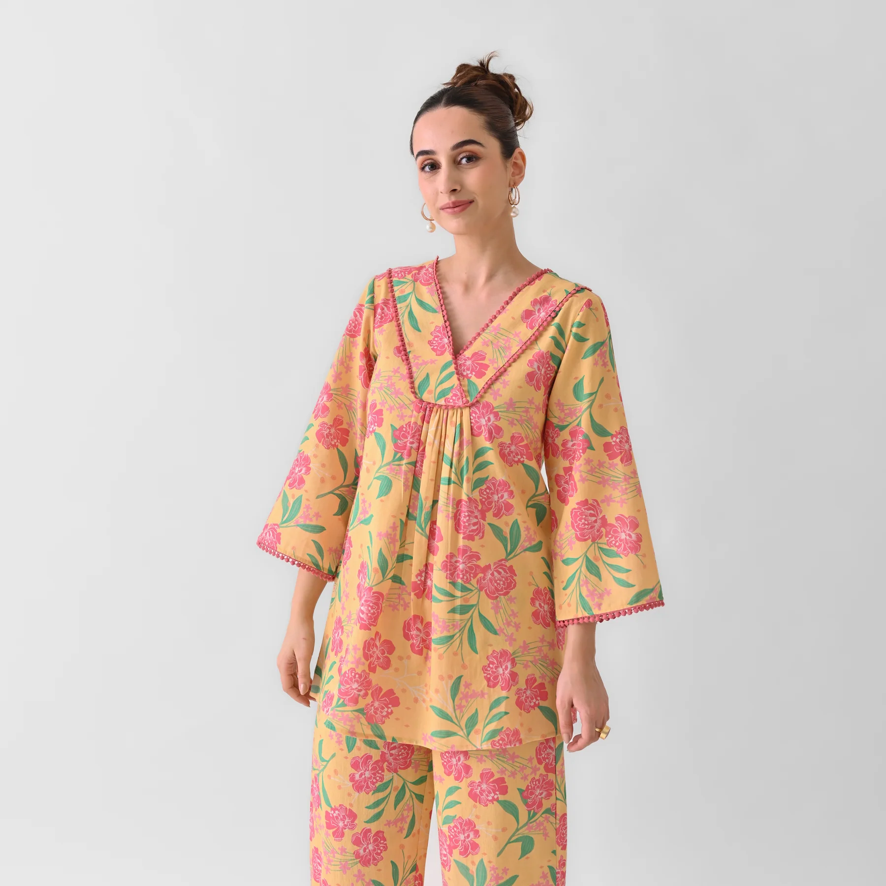 Mango Yellow Blooming Cotton Co-ord Set - Image 4