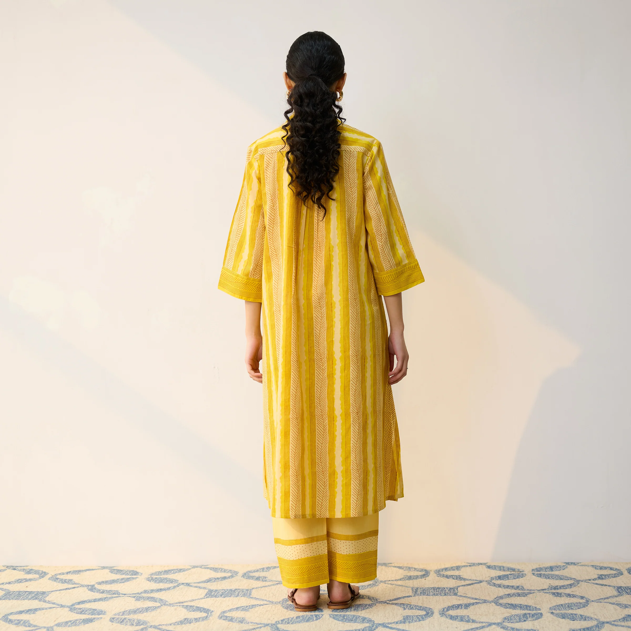 Mango Yellow Cotton Shirt Kurta with Pant - Image 6