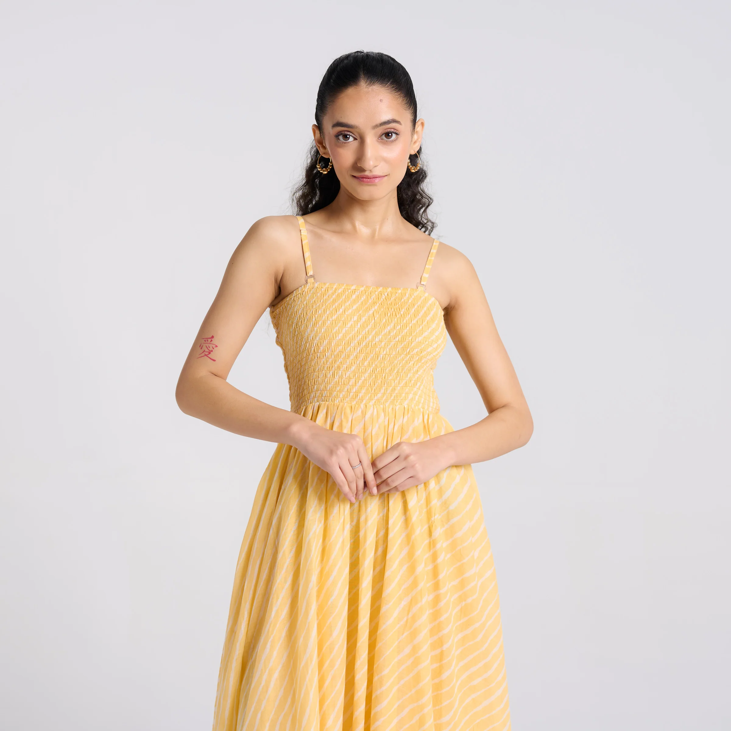 Mango Yellow Leheriya Mulmul Dress - Image 3