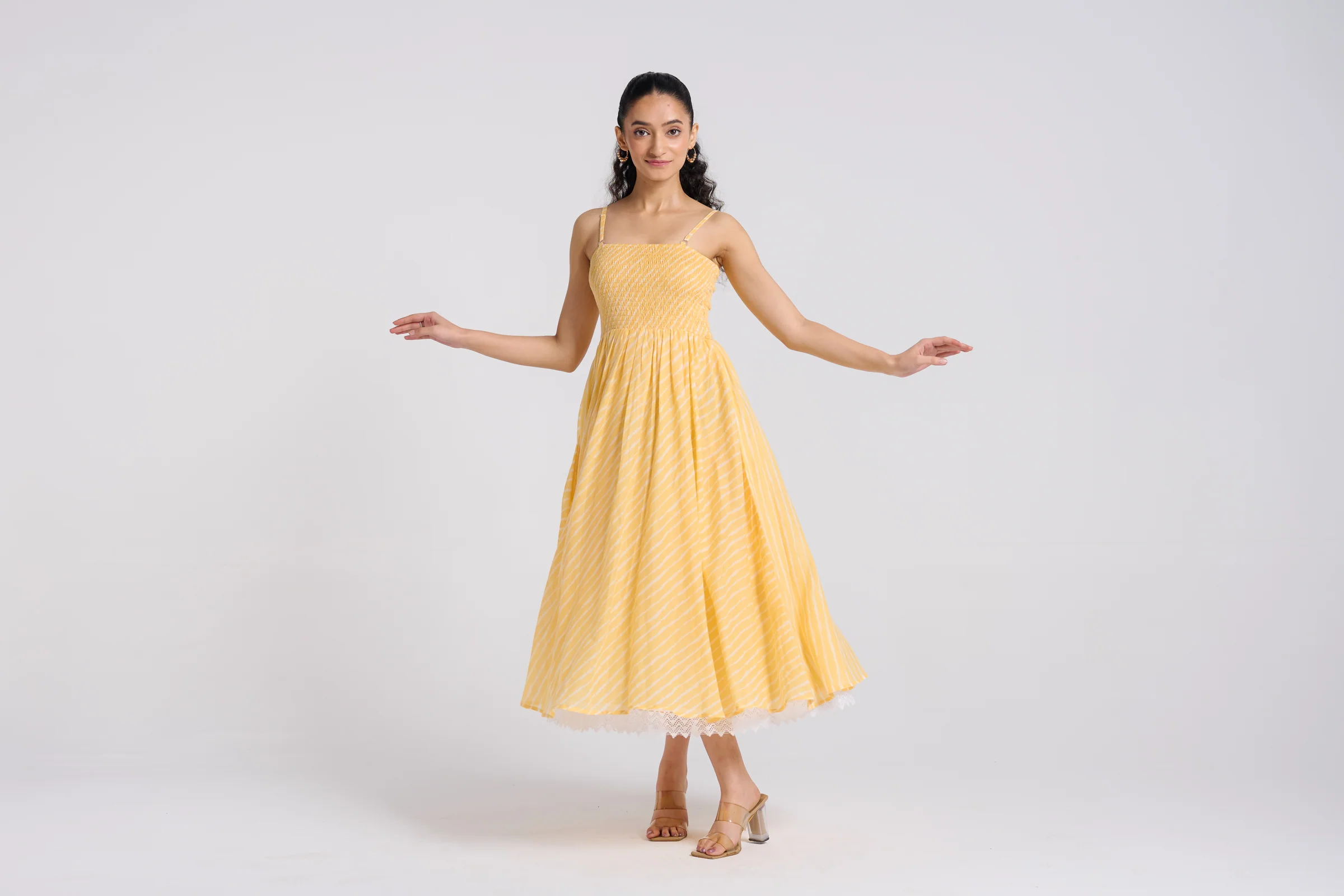 Mango Yellow Leheriya Mulmul Dress - Image 5