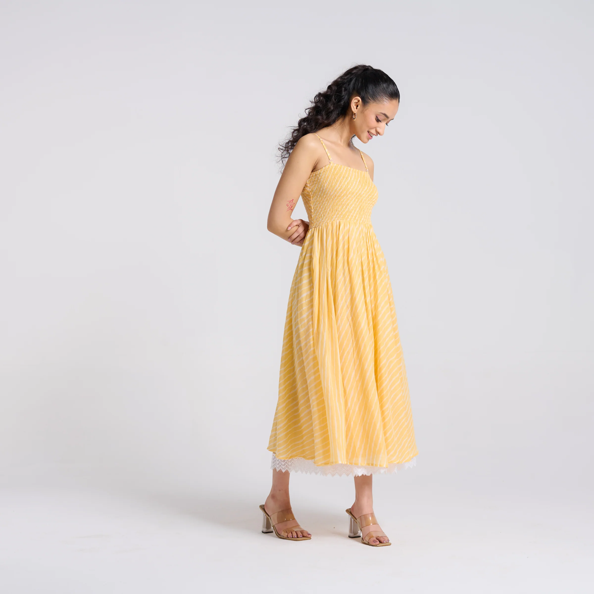 Mango Yellow Leheriya Mulmul Dress - Image 6