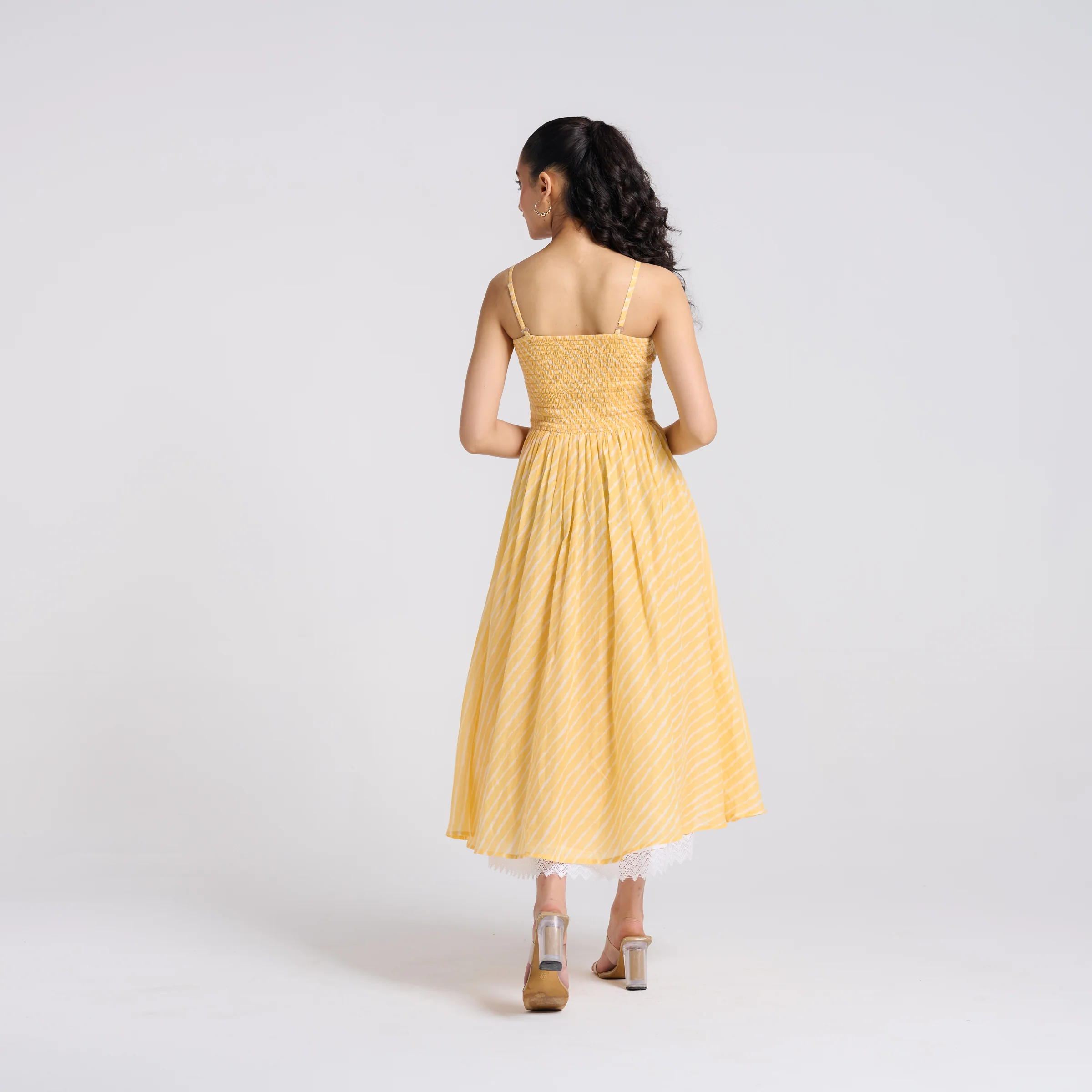 Mango Yellow Leheriya Mulmul Dress - Image 7