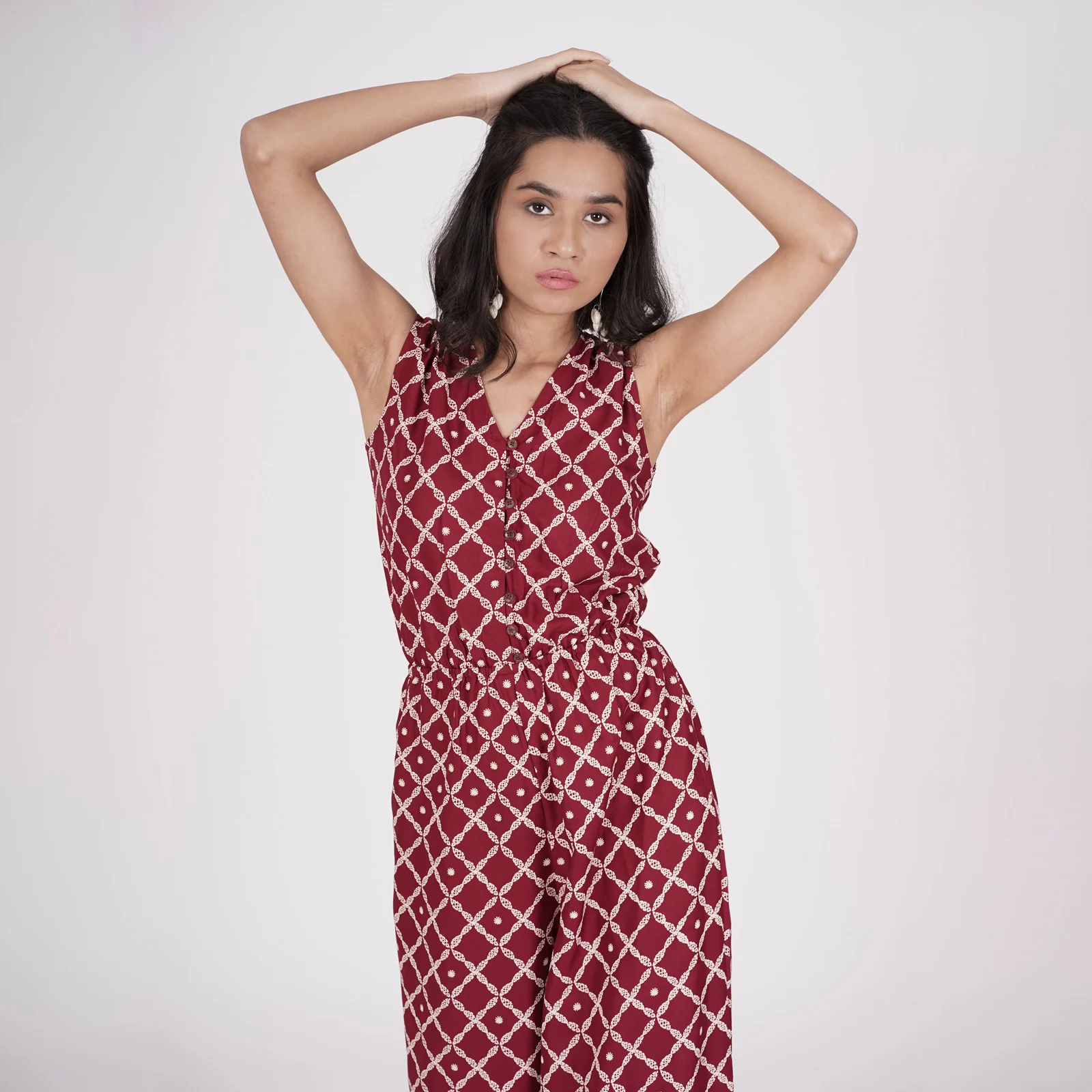 Maroon Front Buttoned Jumpsuit - Image 12