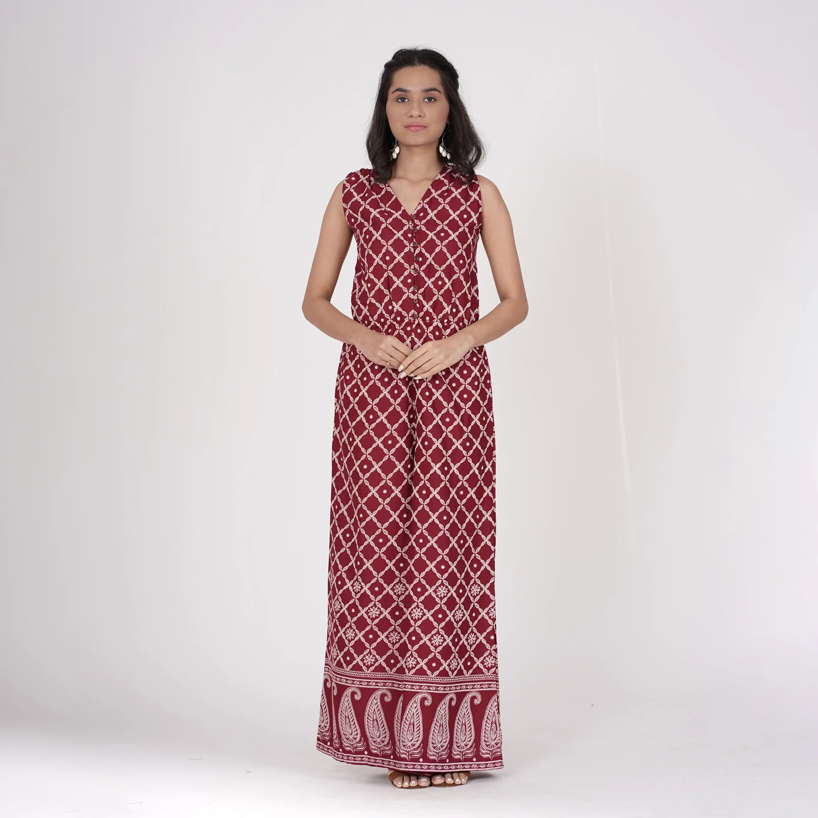 Maroon Front Buttoned Jumpsuit - Image 7