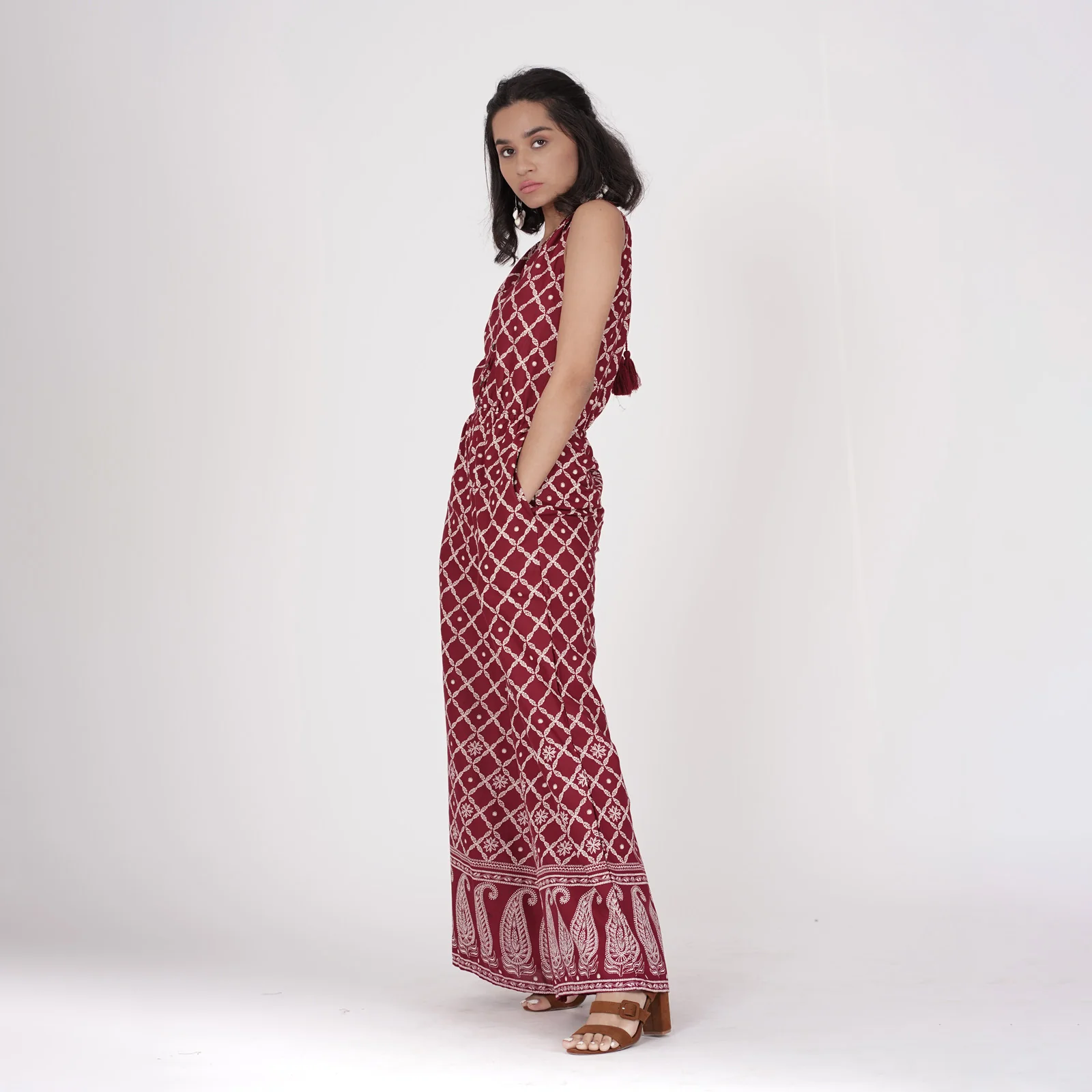 Maroon Front Buttoned Jumpsuit - Image 8