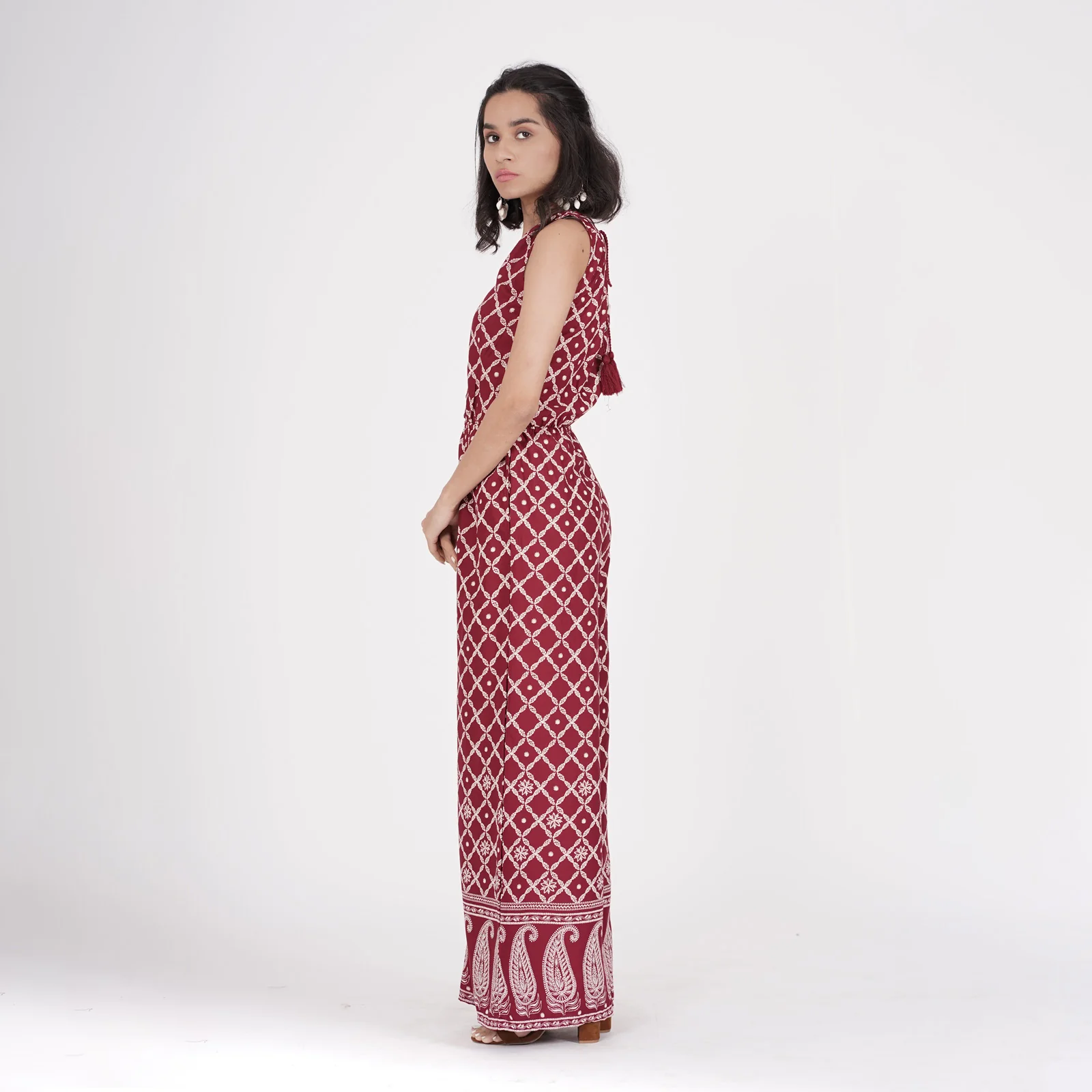 Maroon Front Buttoned Jumpsuit - Image 9