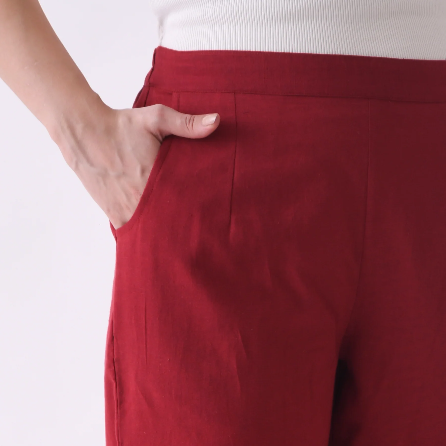 Maroon Cotton AMPM Pants - Image 4