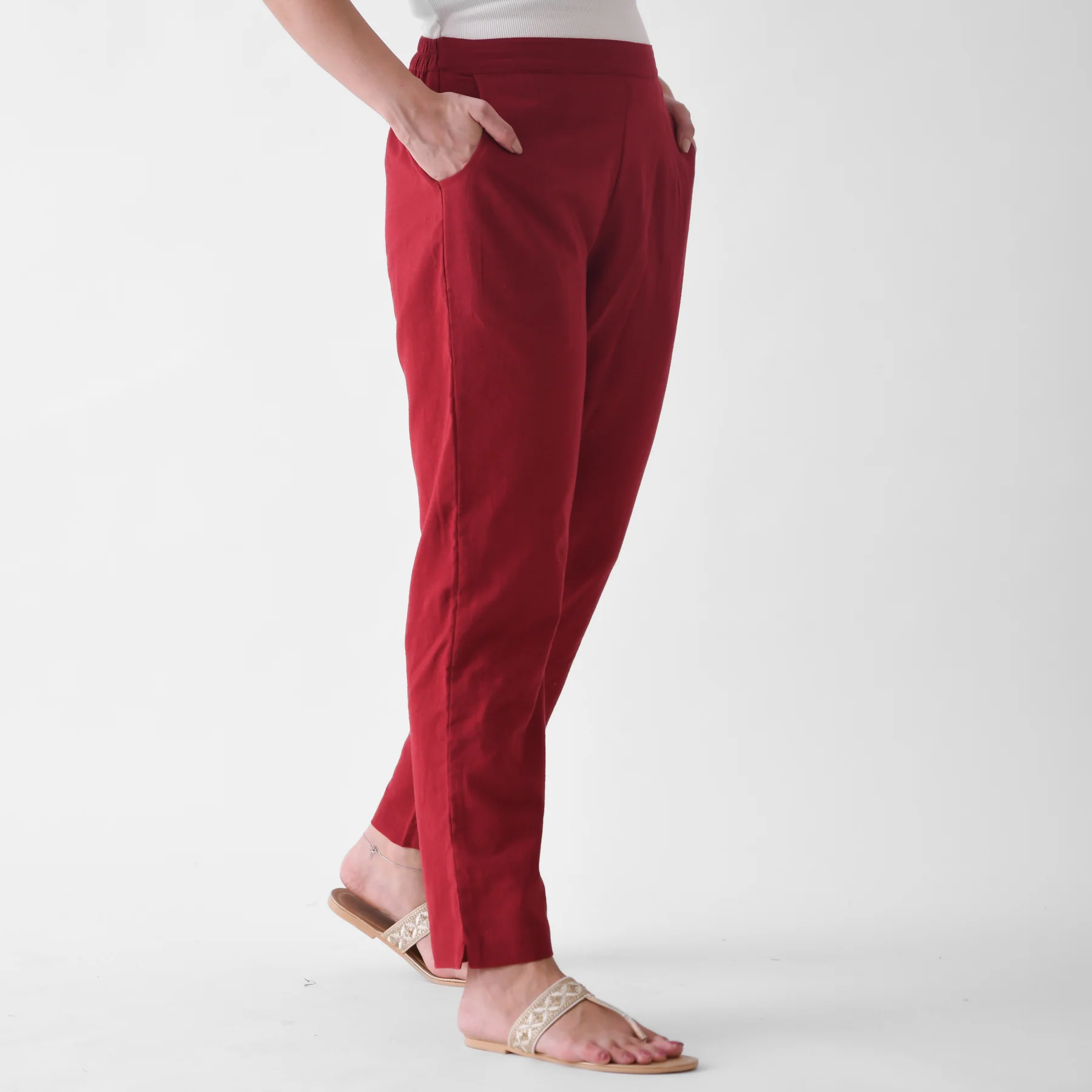Maroon Cotton AMPM Pants - Image 6