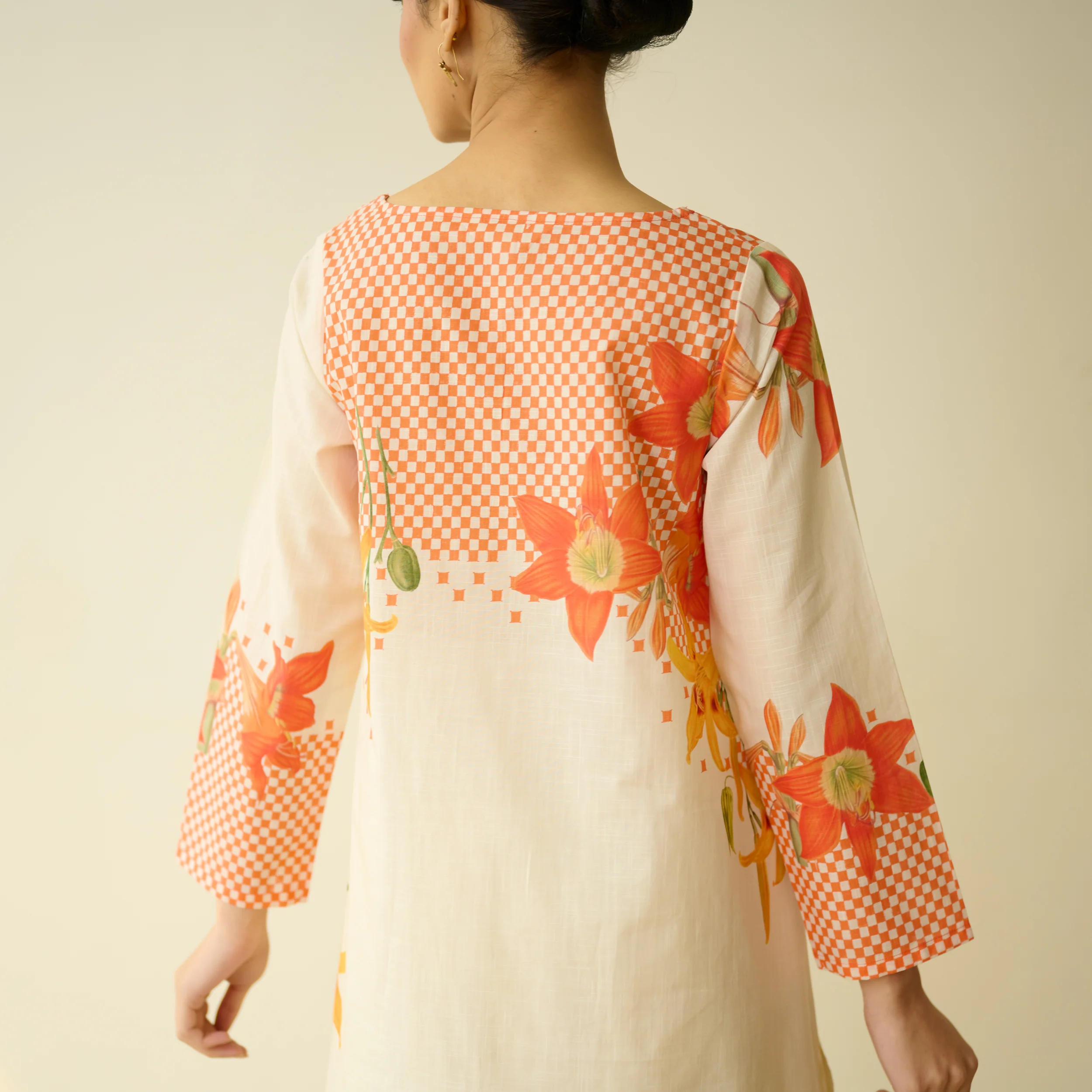 Masakali Slub Cotton Farsi Set - Tangerine - Image 4