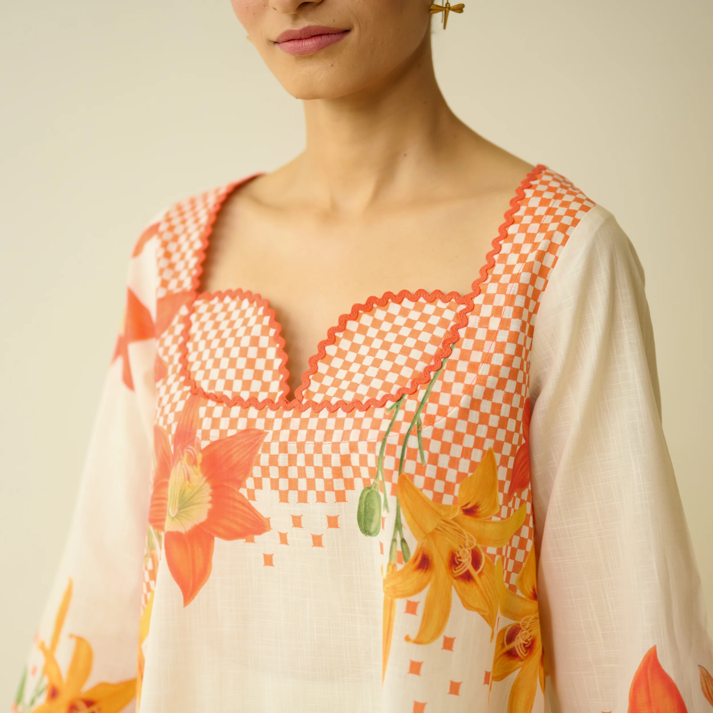 Masakali Slub Cotton Farsi Set - Tangerine - Image 7