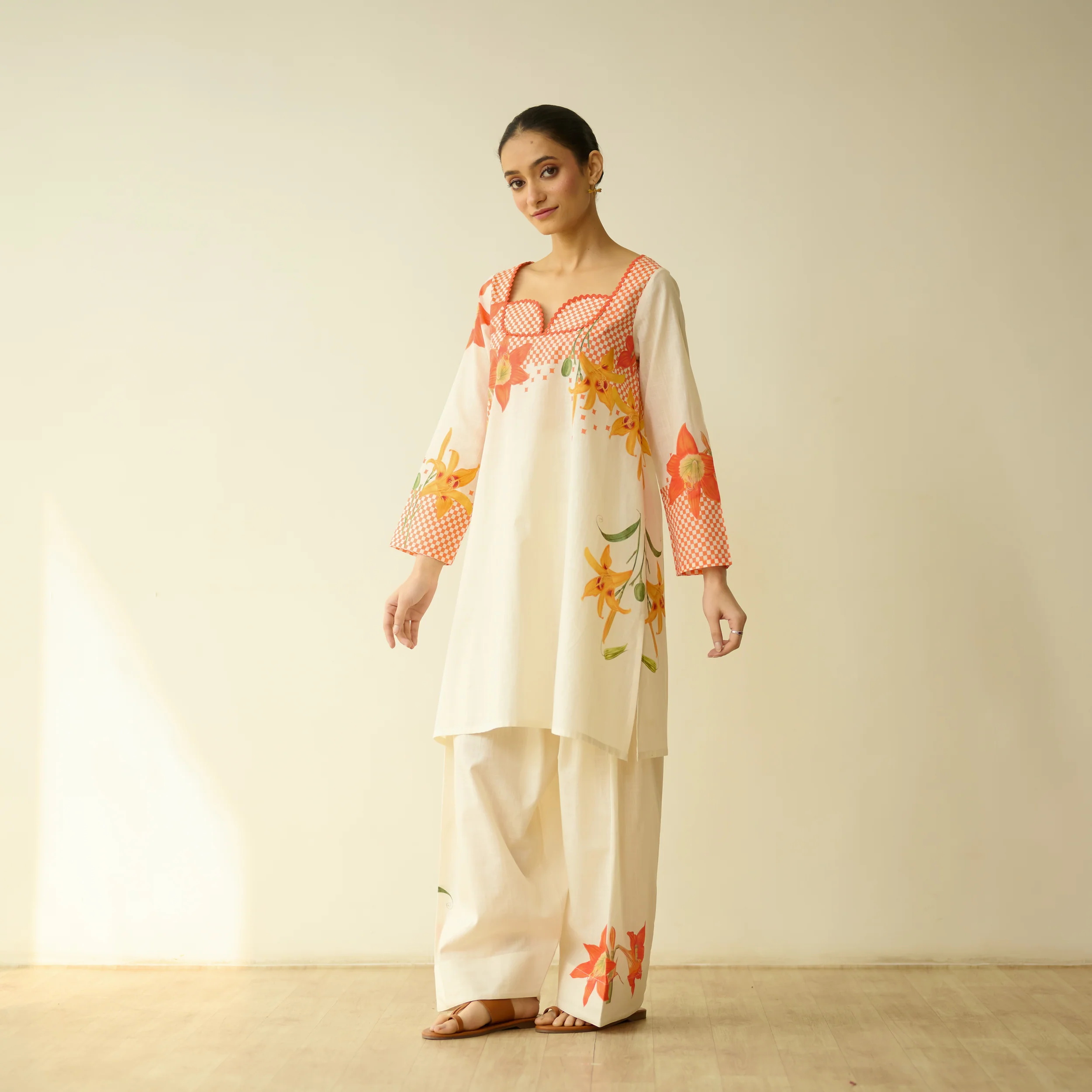 Masakali Slub Cotton Farsi Set - Tangerine - Image 8