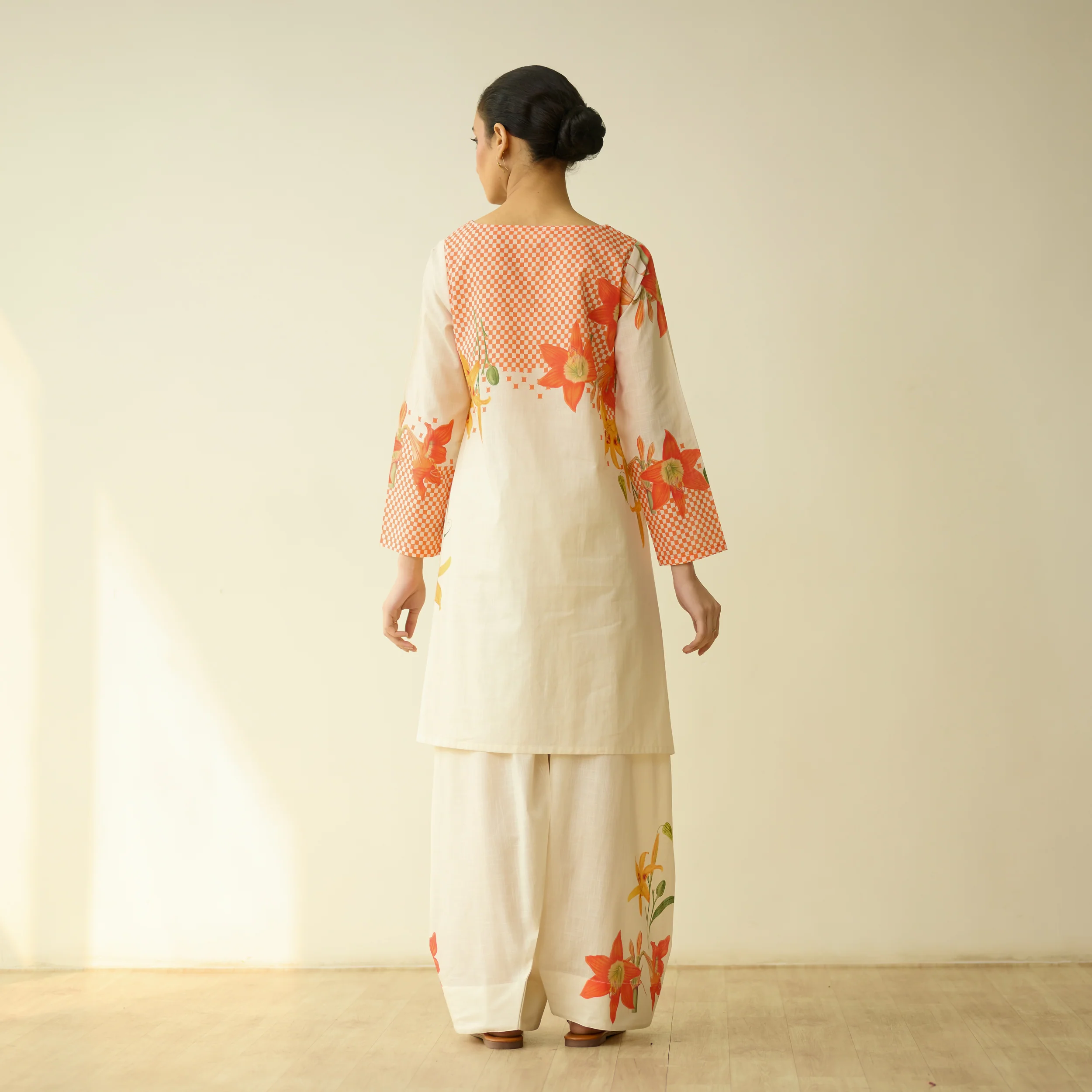 Masakali Slub Cotton Farsi Set - Tangerine - Image 9