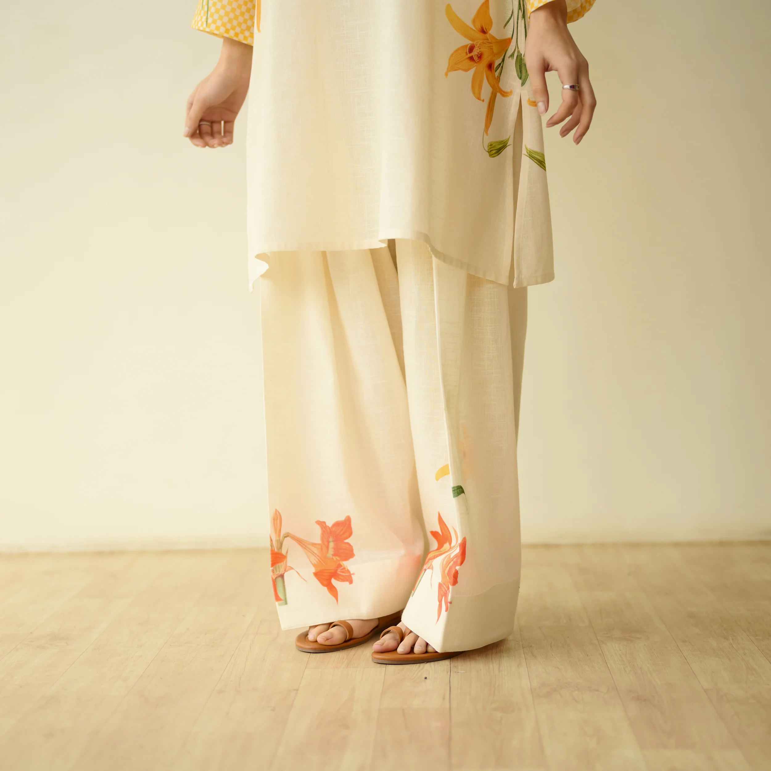 Masakali Slub Cotton Farsi Set - Turmeric Yellow - Image 3