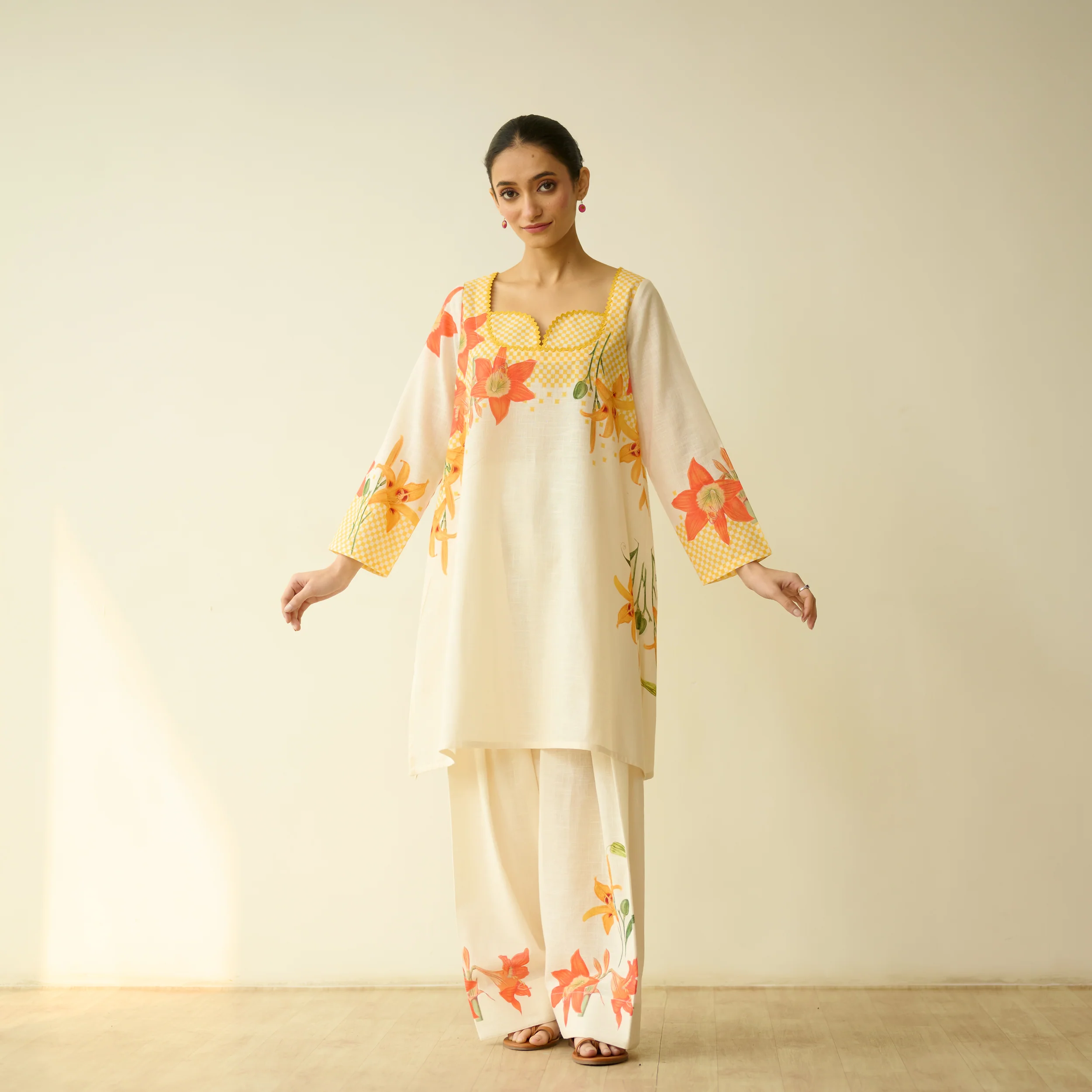 Masakali Slub Cotton Farsi Set - Turmeric Yellow - Image 4