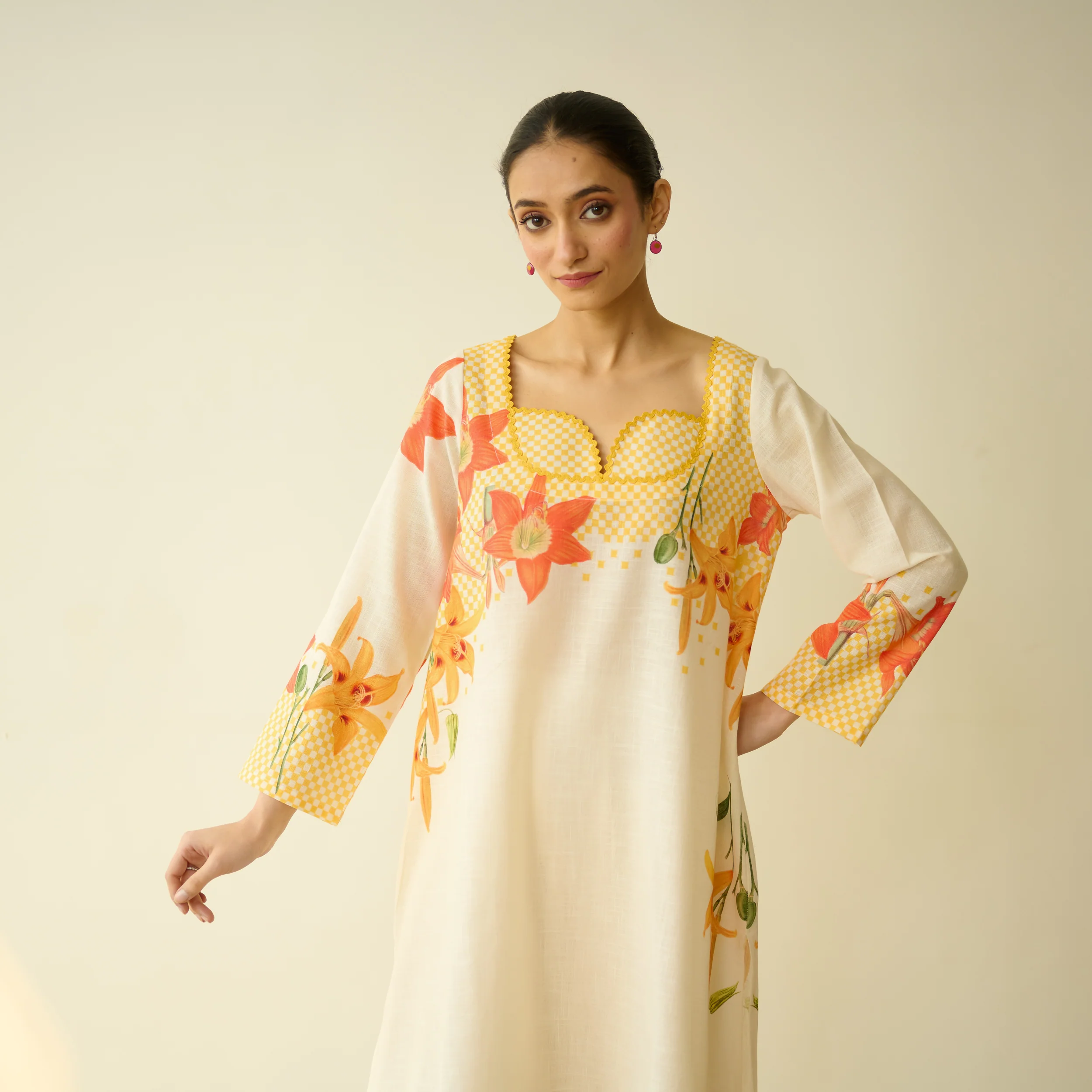 Masakali Slub Cotton Farsi Set - Turmeric Yellow - Image 6