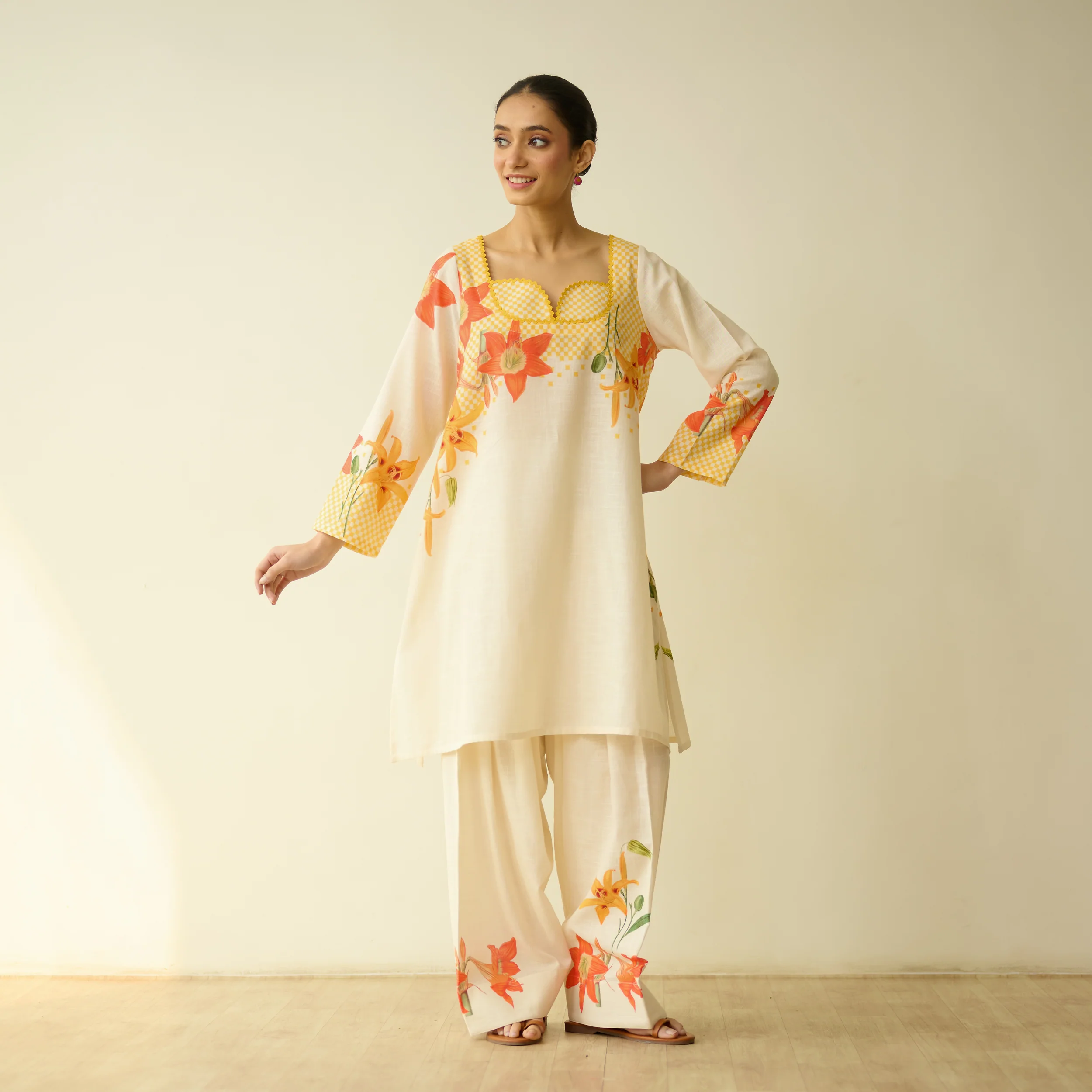 Masakali Slub Cotton Farsi Set - Turmeric Yellow - Image 7