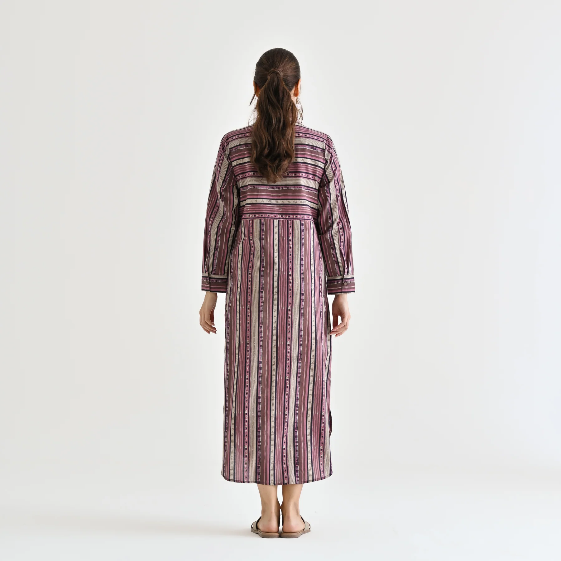 Mauve Sanganeri Printed Cotton Kurta Dress - Image 5