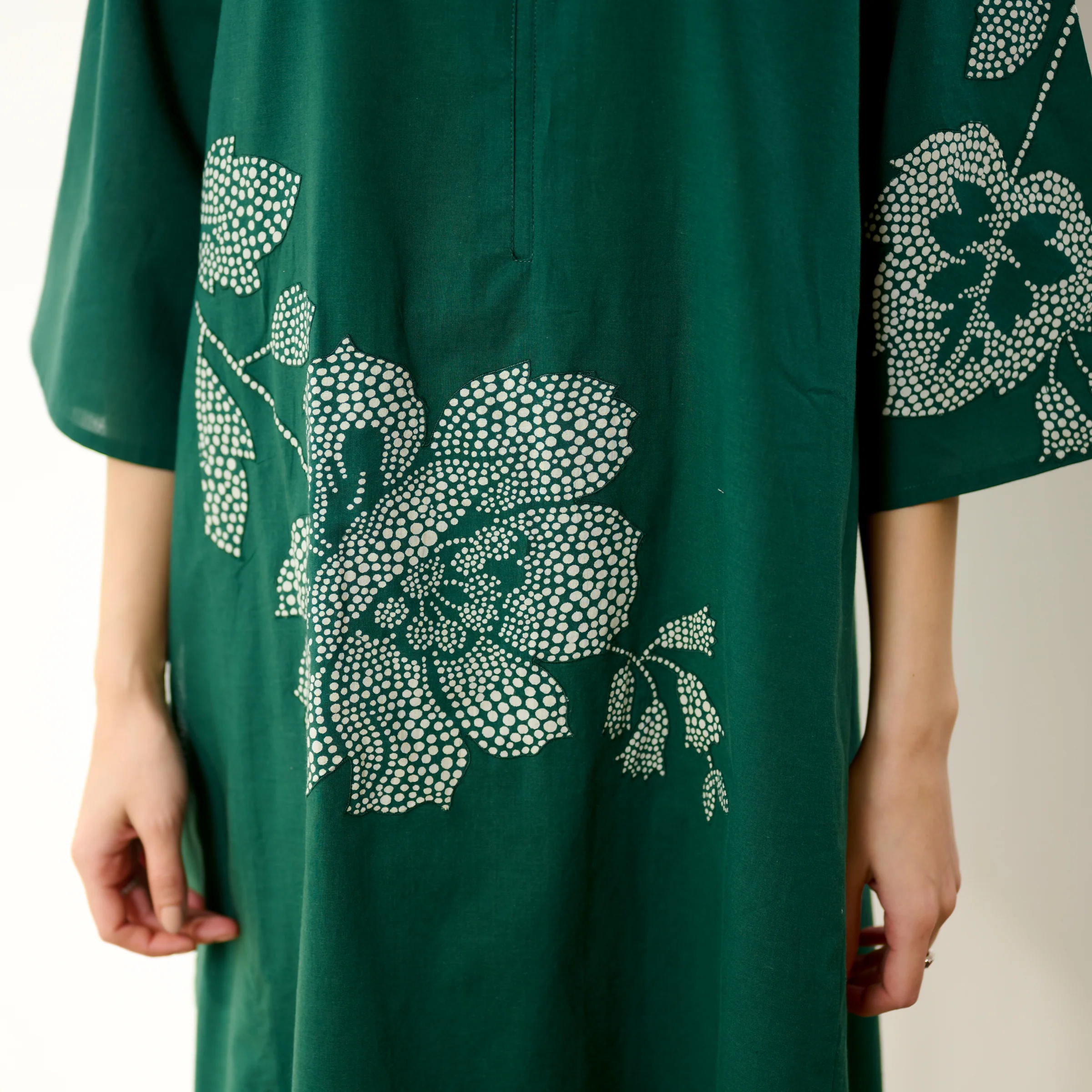 Meadow Patchwork Cotton Kurta Set - Emerald Green - Image 9