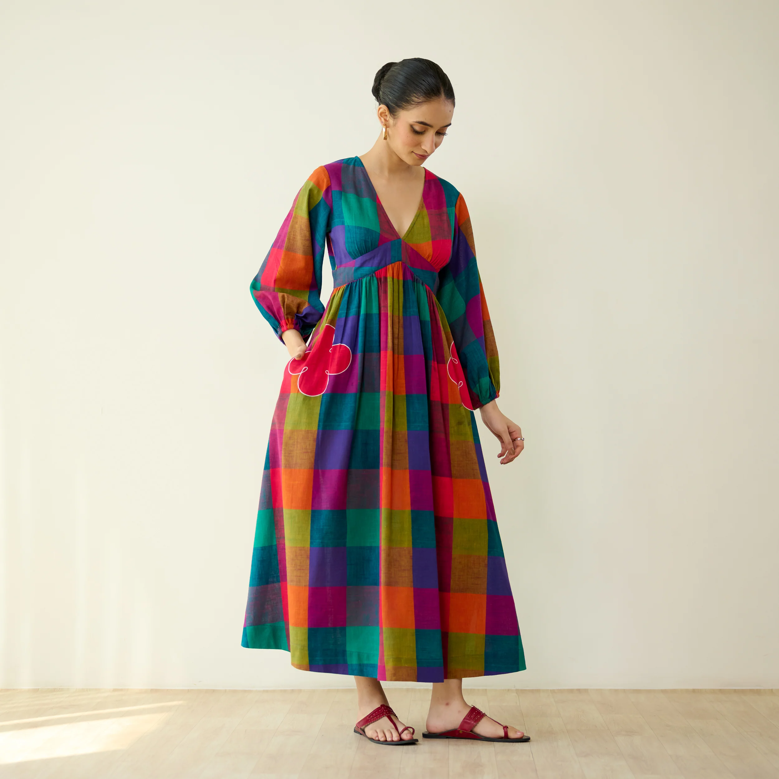 Mira Pure Slub Cotton Dress - Multicolour - Image 3