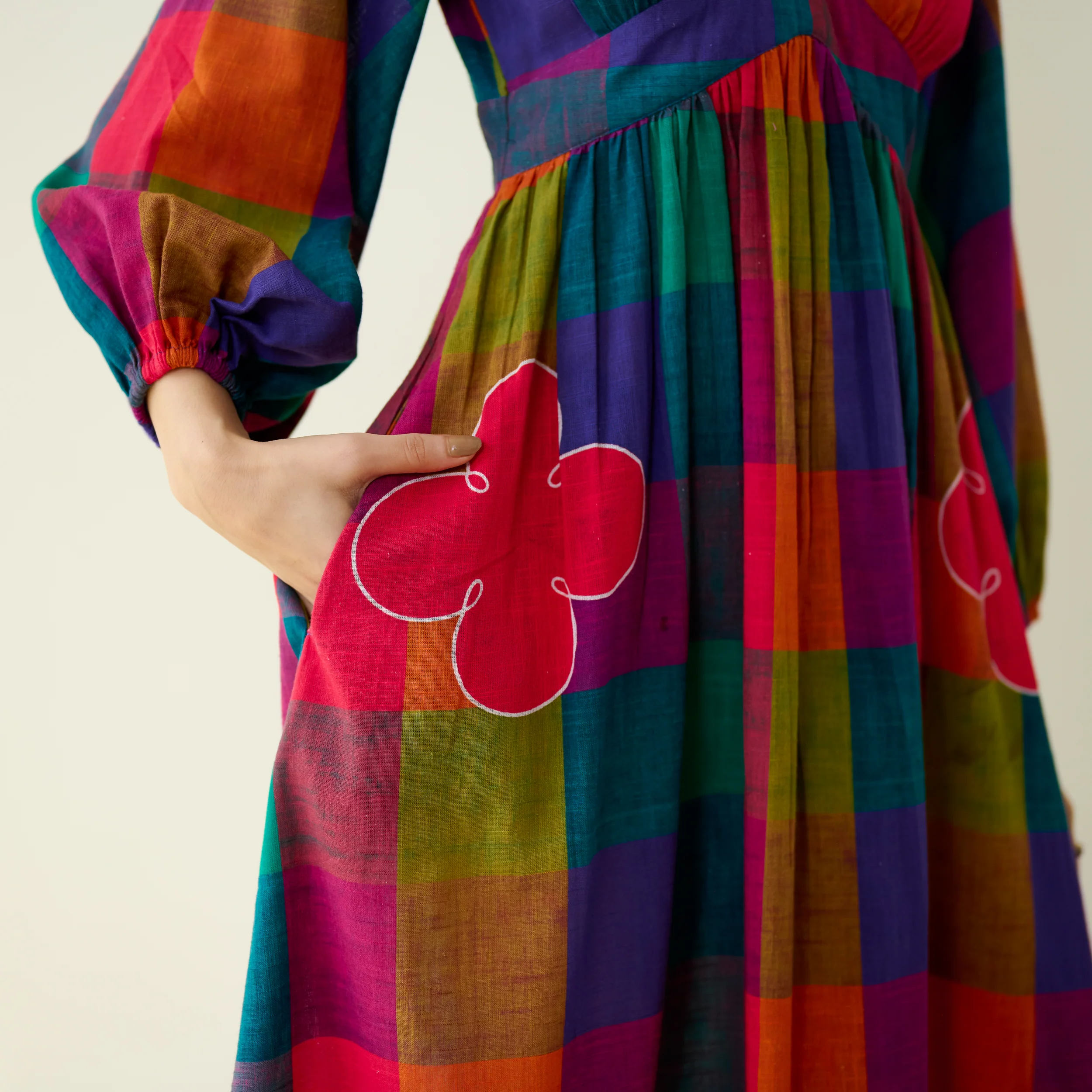 Mira Pure Slub Cotton Dress - Multicolour - Image 4