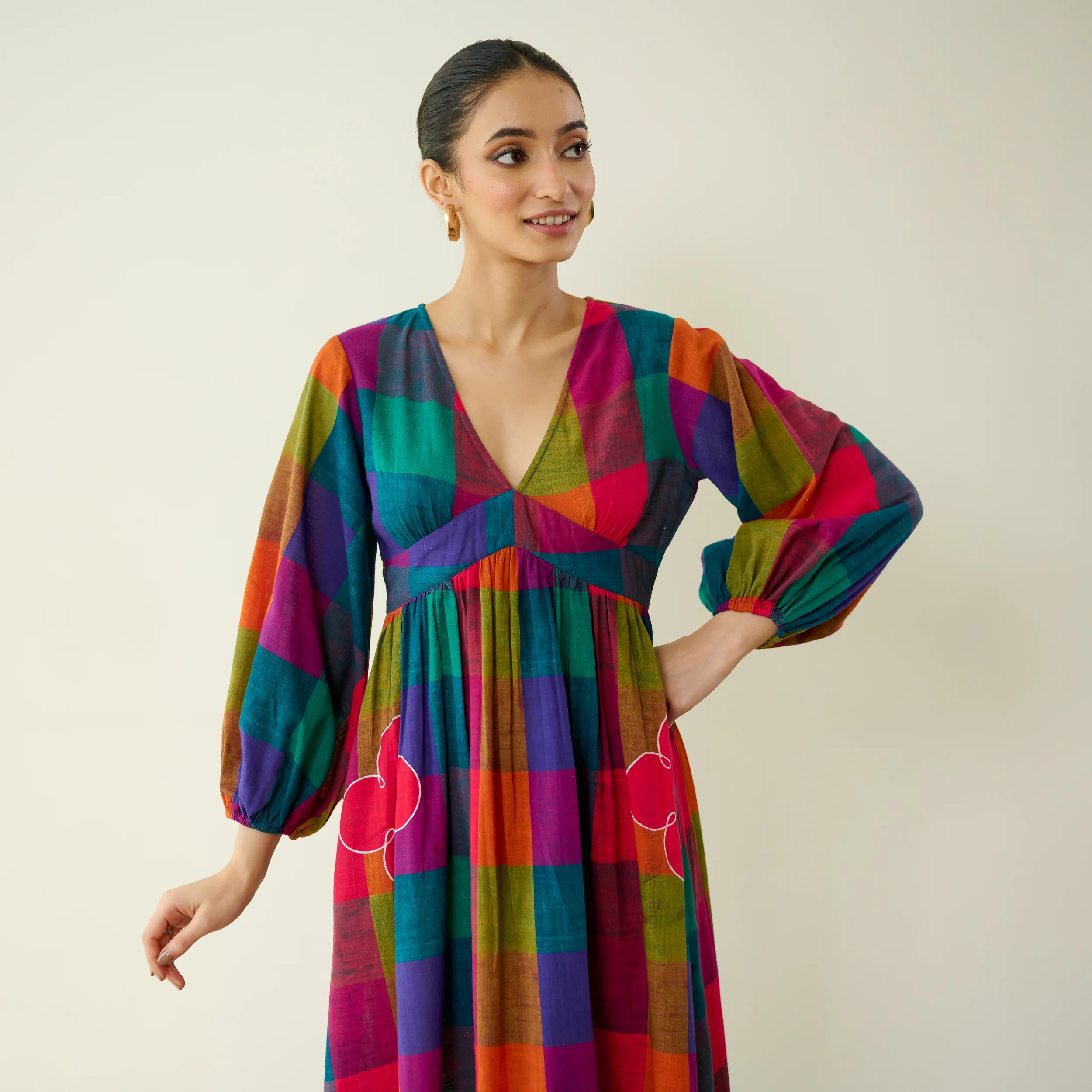Mira Pure Slub Cotton Dress - Multicolour - Image 6
