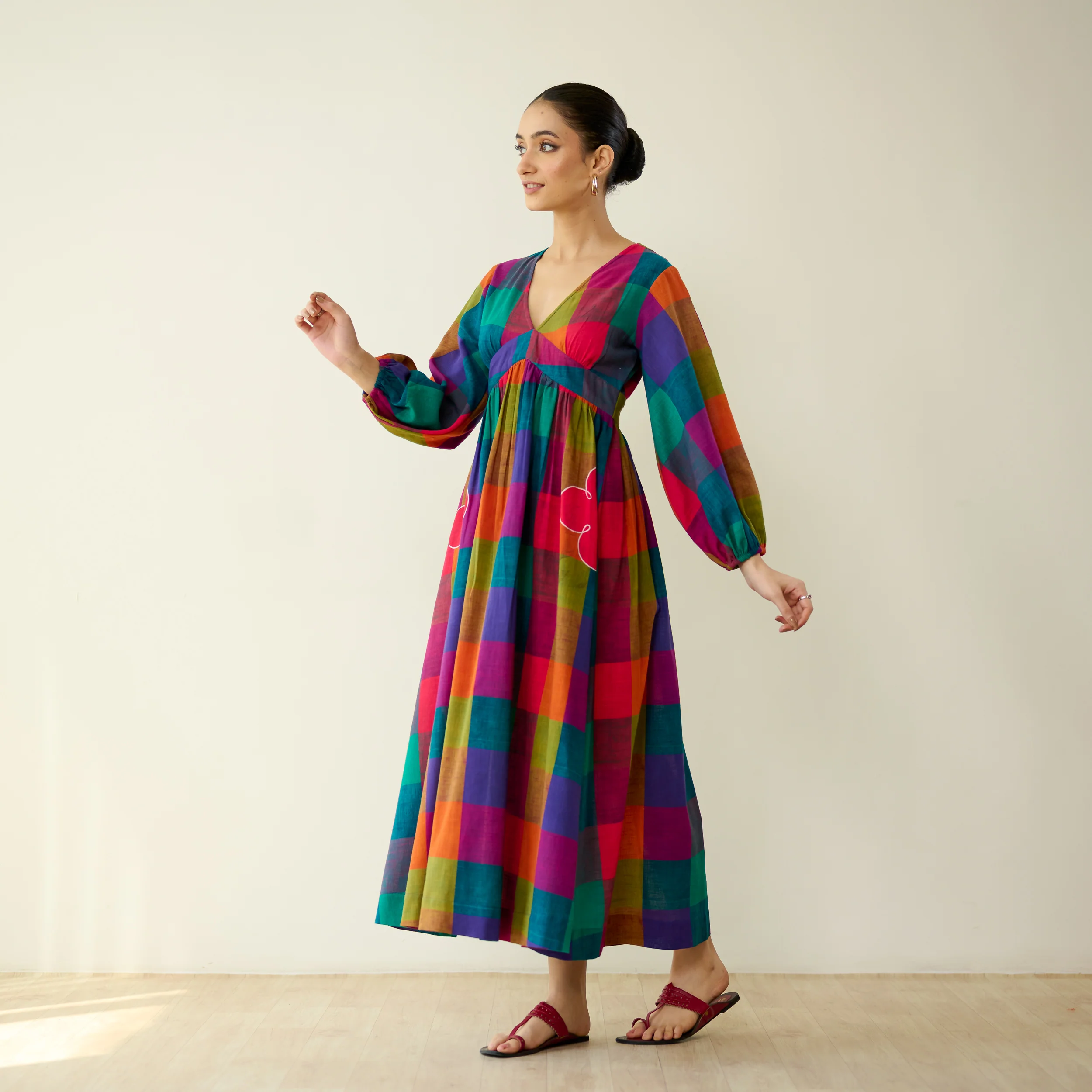 Mira Pure Slub Cotton Dress - Multicolour - Image 7