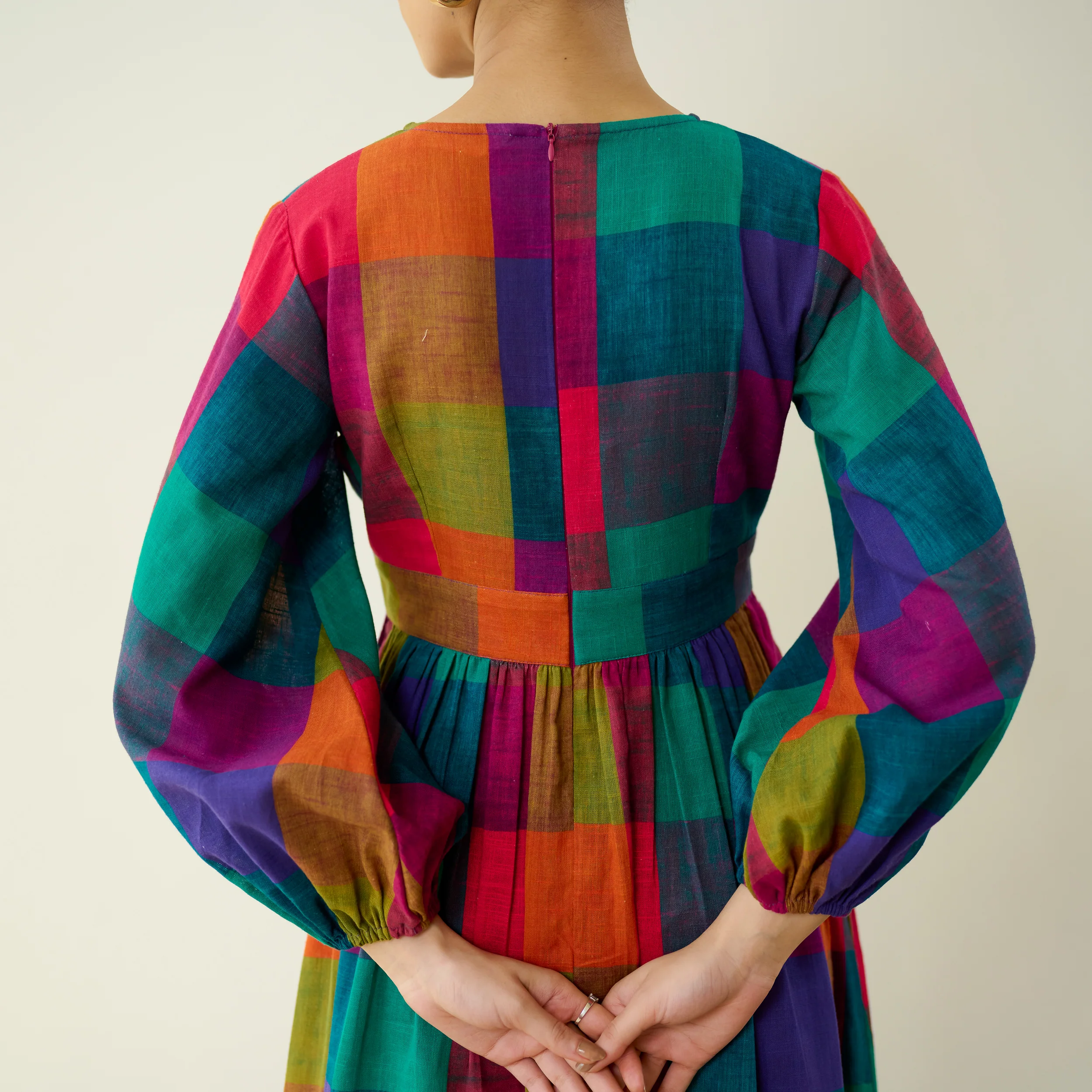Mira Pure Slub Cotton Dress - Multicolour - Image 8