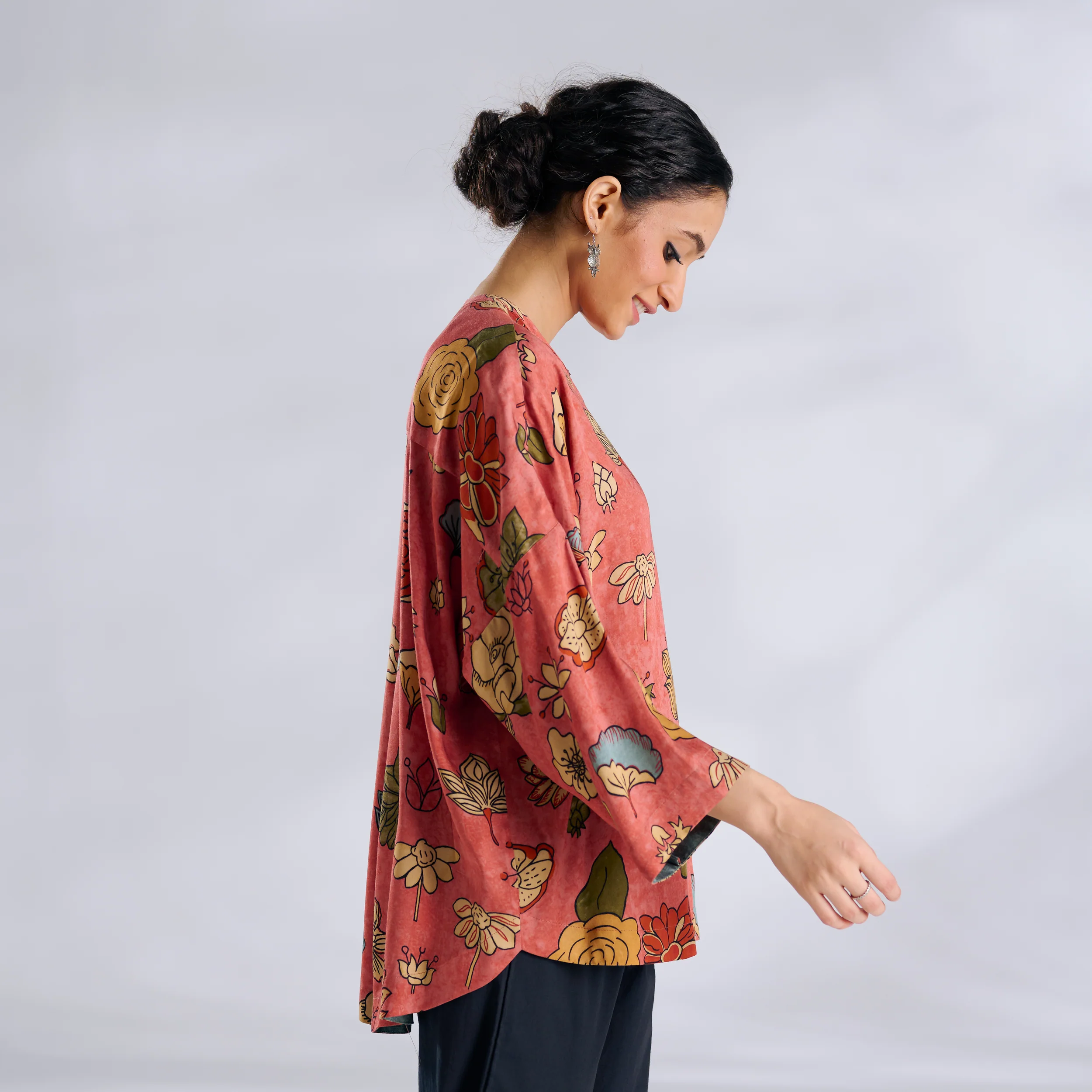 Mirin Modal Satin Oversized Shirt - Aurora Peach - Image 7