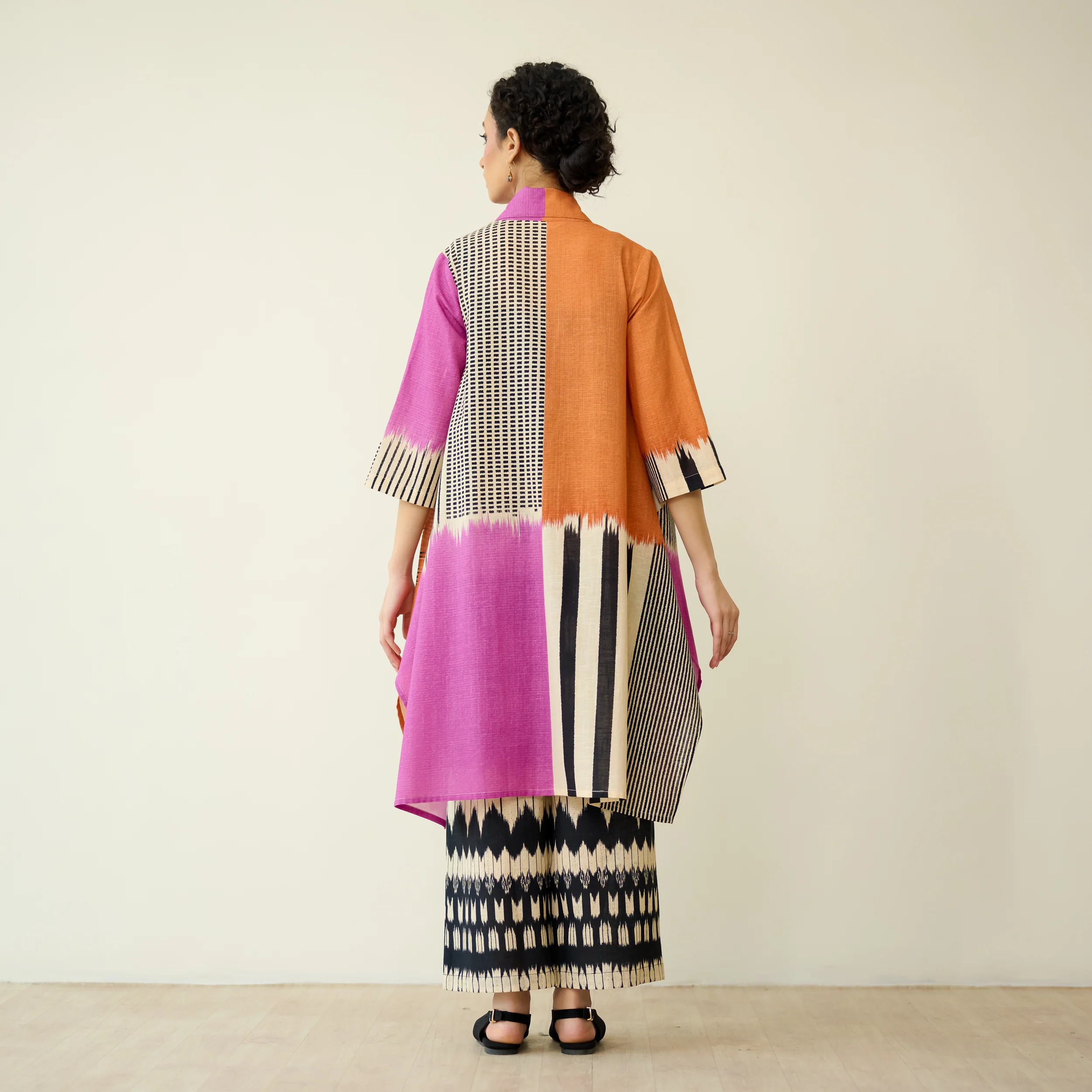 Mix and Match Slub Cotton Shrug Set - Tangerine & Candy Pink - Image 4