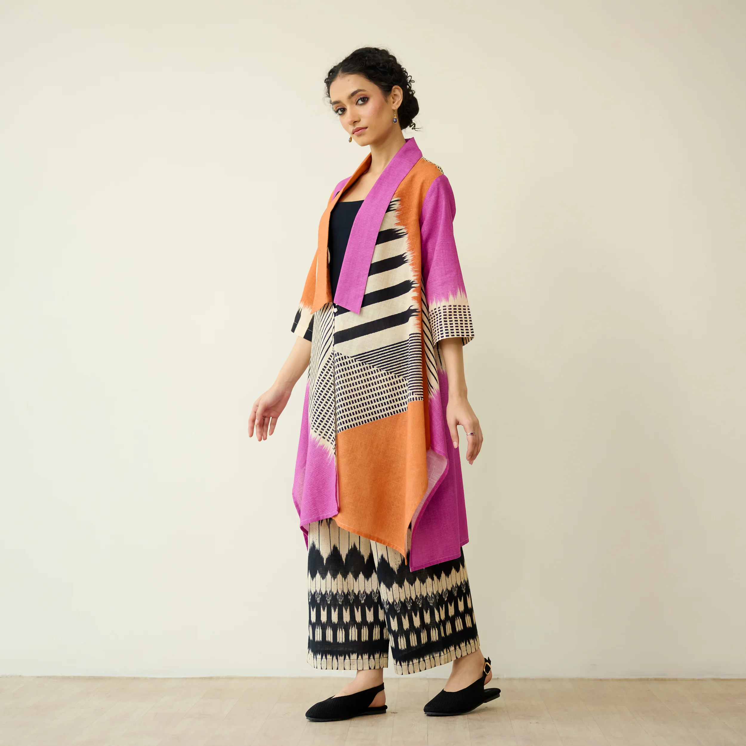 Mix and Match Slub Cotton Shrug Set - Tangerine & Candy Pink - Image 6