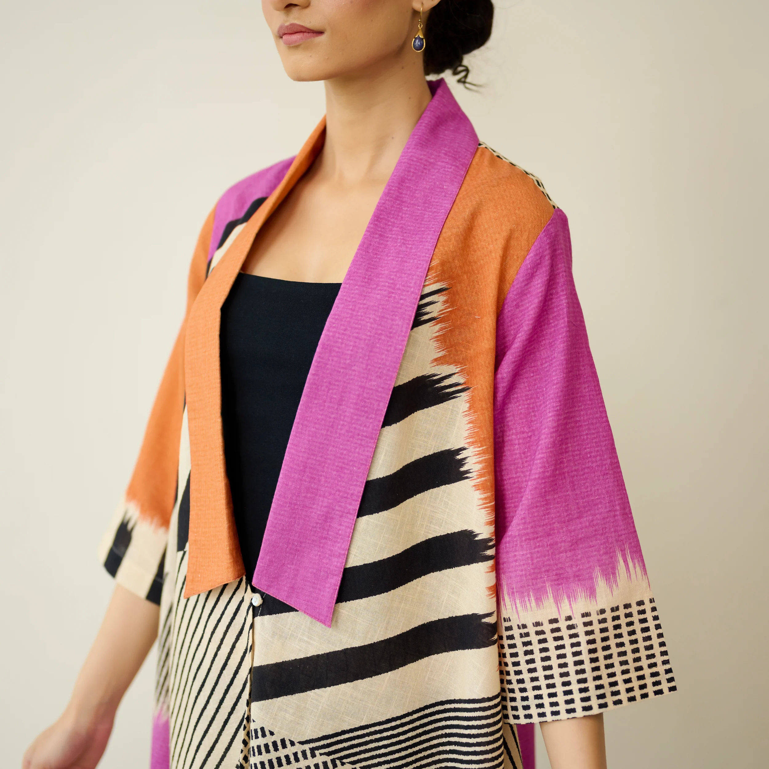 Mix and Match Slub Cotton Shrug Set - Tangerine & Candy Pink - Image 7