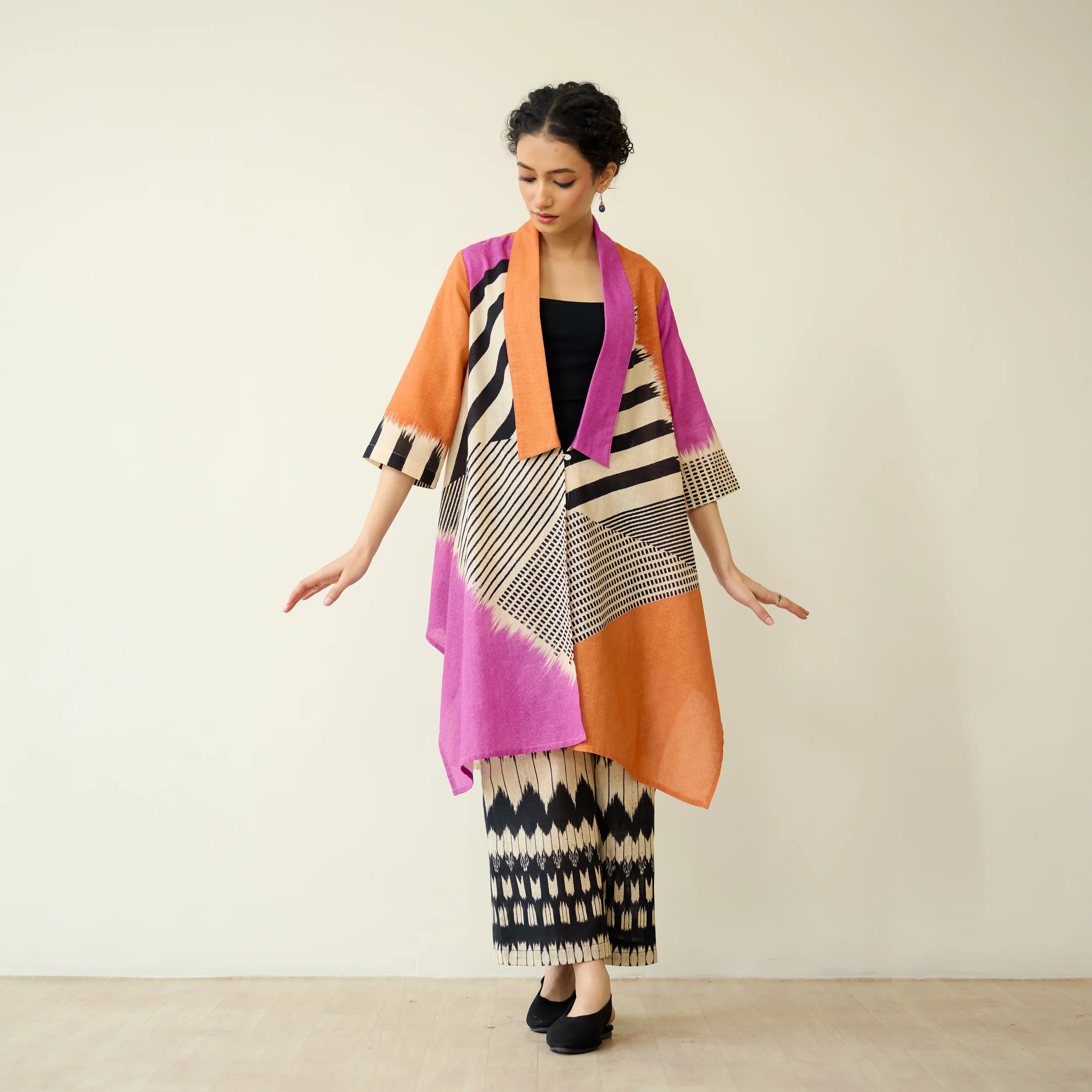 Mix and Match Slub Cotton Shrug Set - Tangerine & Candy Pink - Image 9