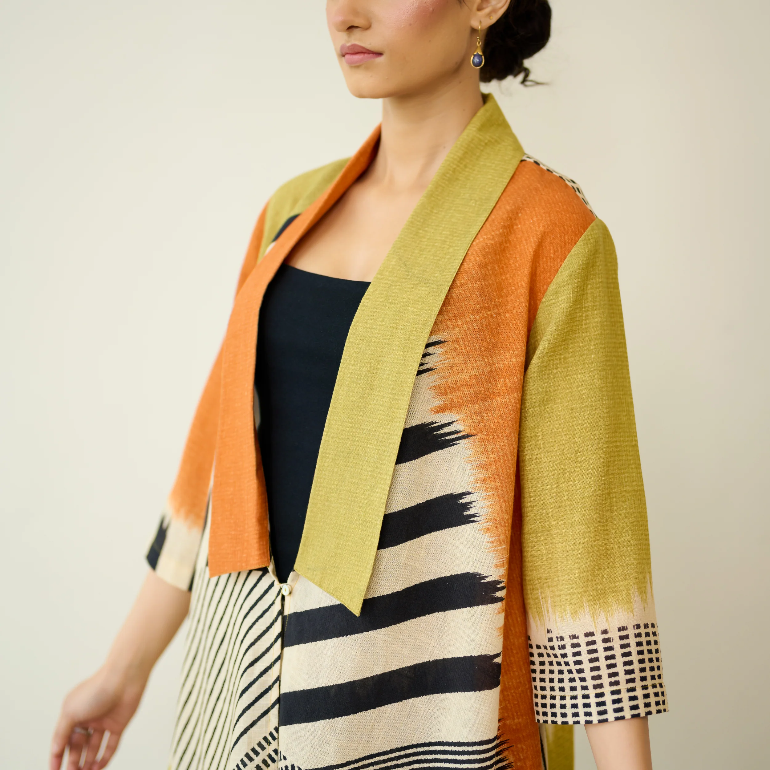 Mix and Match Slub Cotton Shrug Set - Tangerine & Heena - Image 3