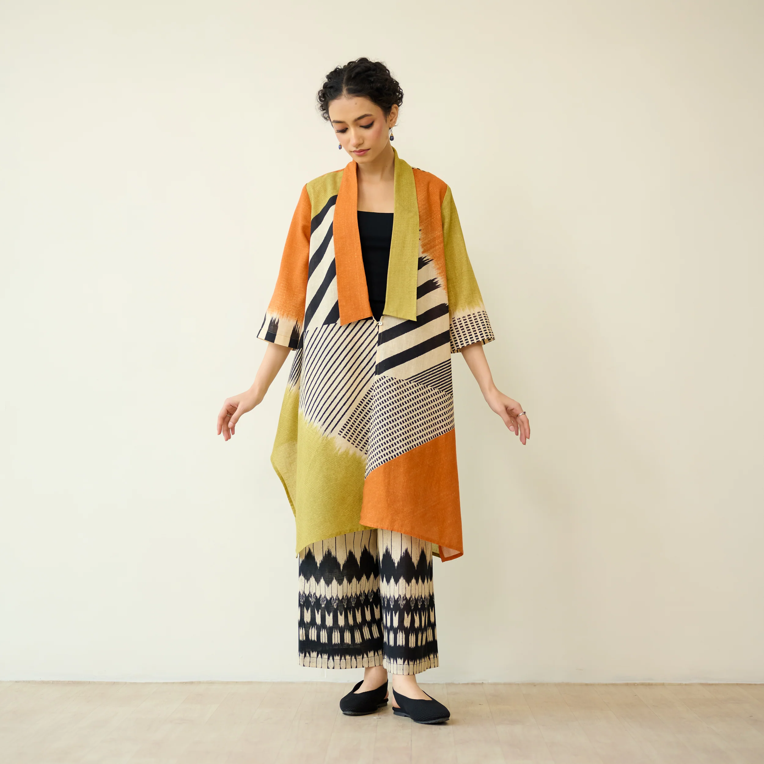 Mix and Match Slub Cotton Shrug Set - Tangerine & Heena - Image 6