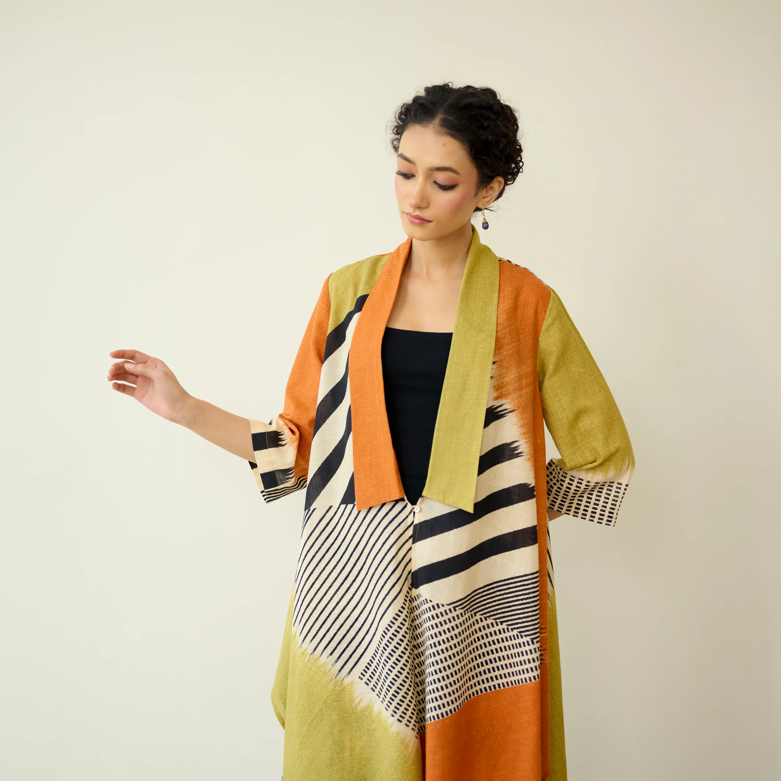 Mix and Match Slub Cotton Shrug Set - Tangerine & Heena - Image 7