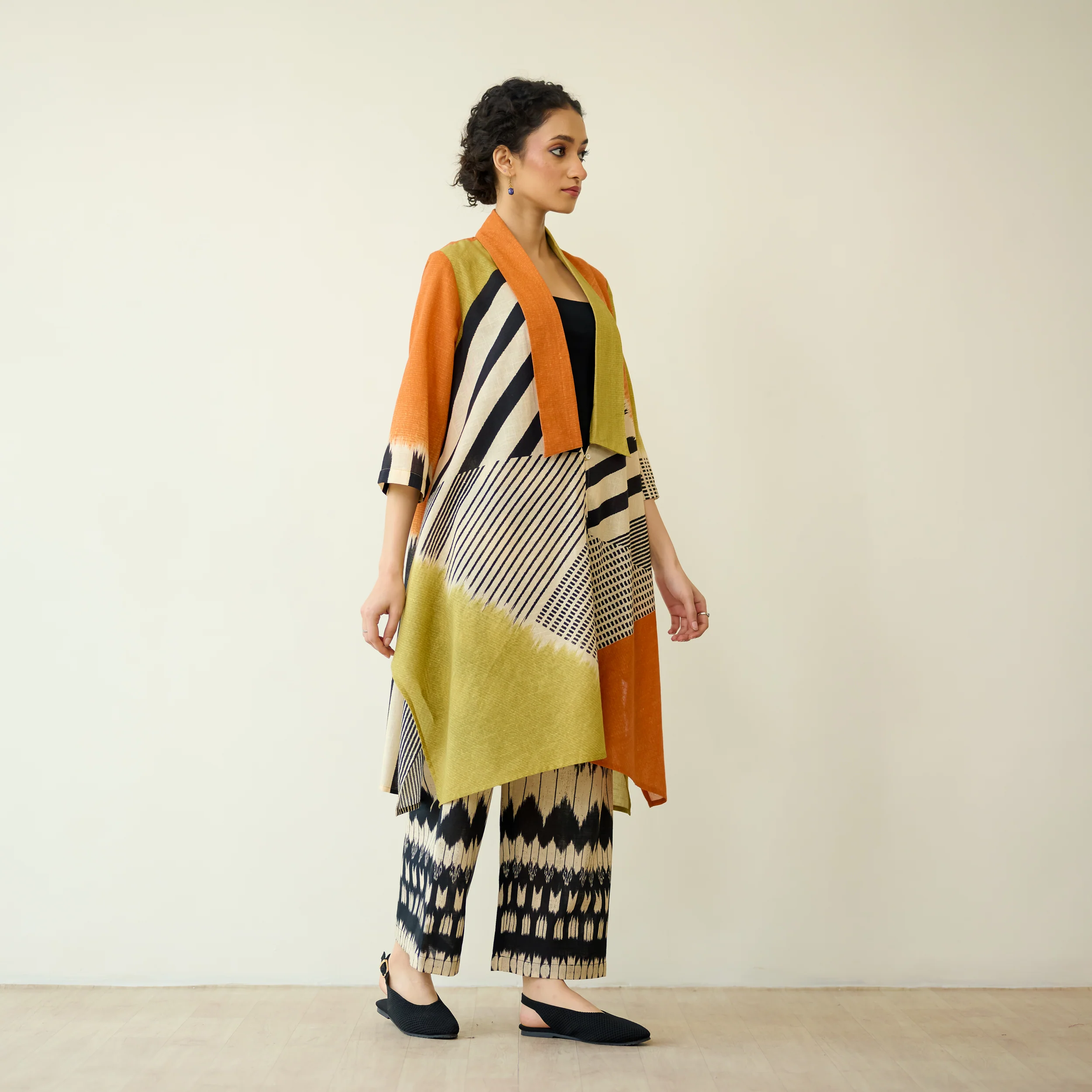 Mix and Match Slub Cotton Shrug Set - Tangerine & Heena - Image 9