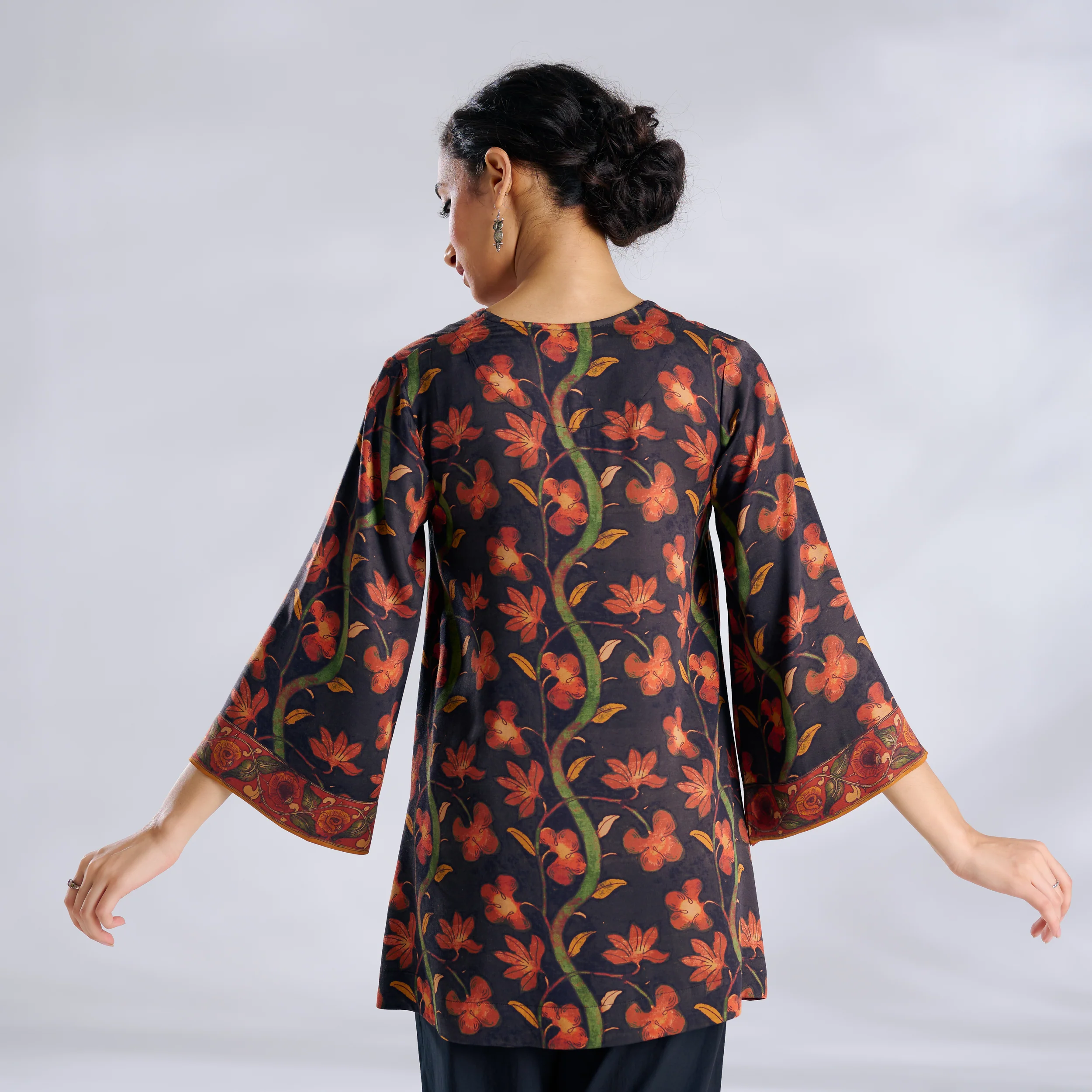 Mogra Modal Satin Tunic - Black - Image 5