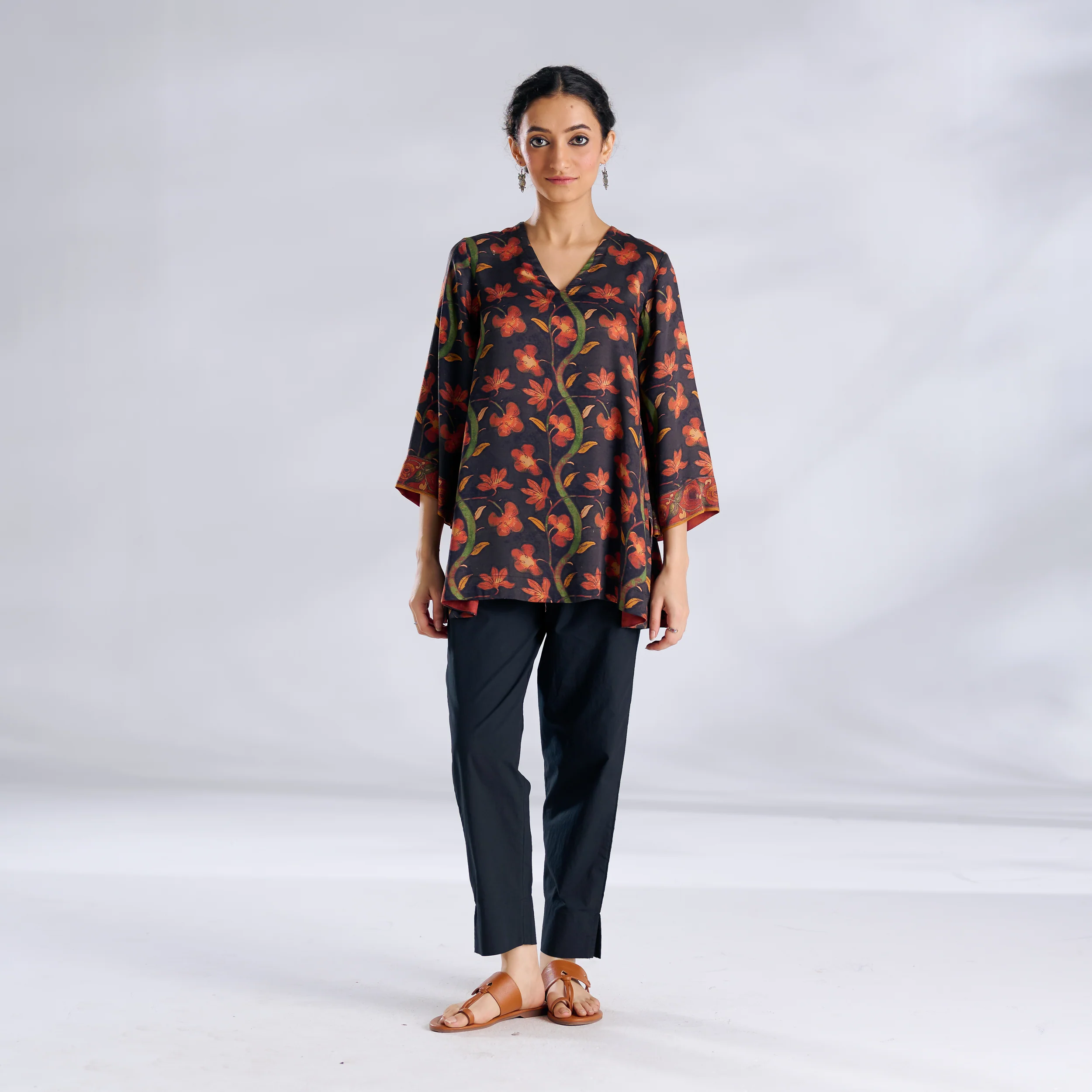 Mogra Modal Satin Tunic - Black - Image 6