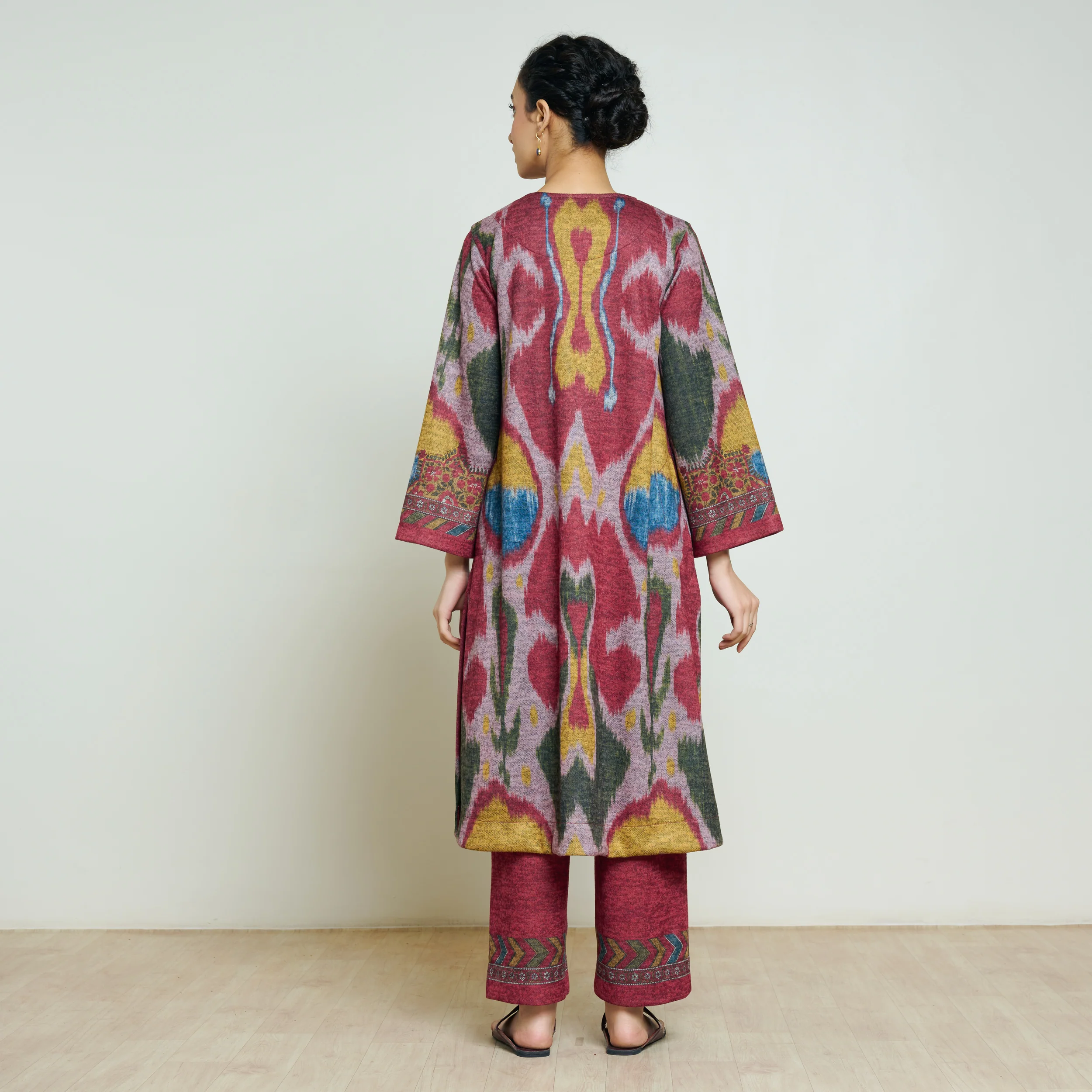 Moonara Hand Embroidered Woollen Kurta - Dusty Pink - Image 7