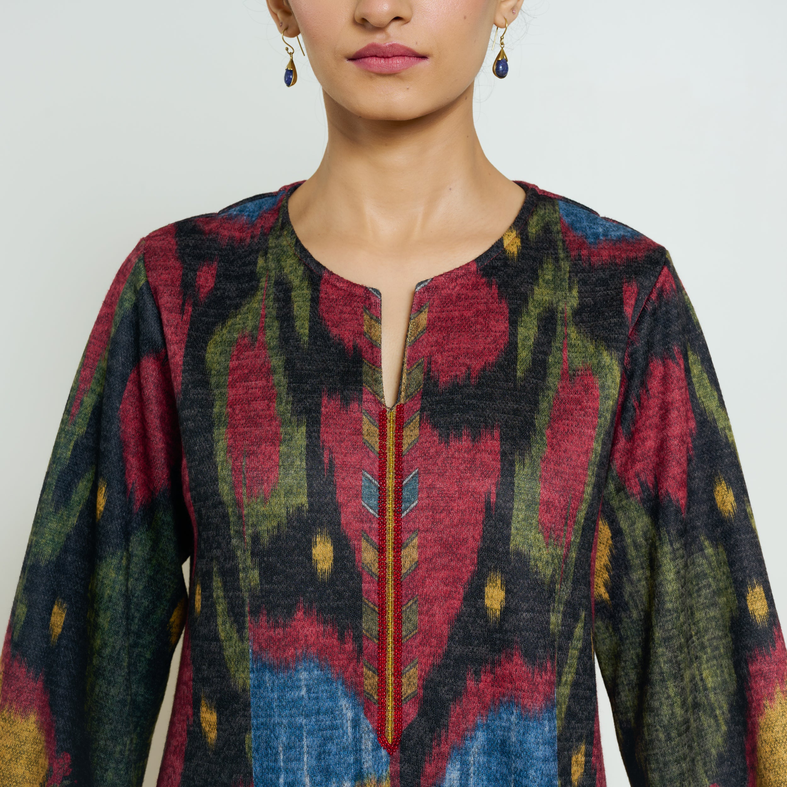 Moonara Hand Embroidered Woollen Kurta Set - Black - Image 2