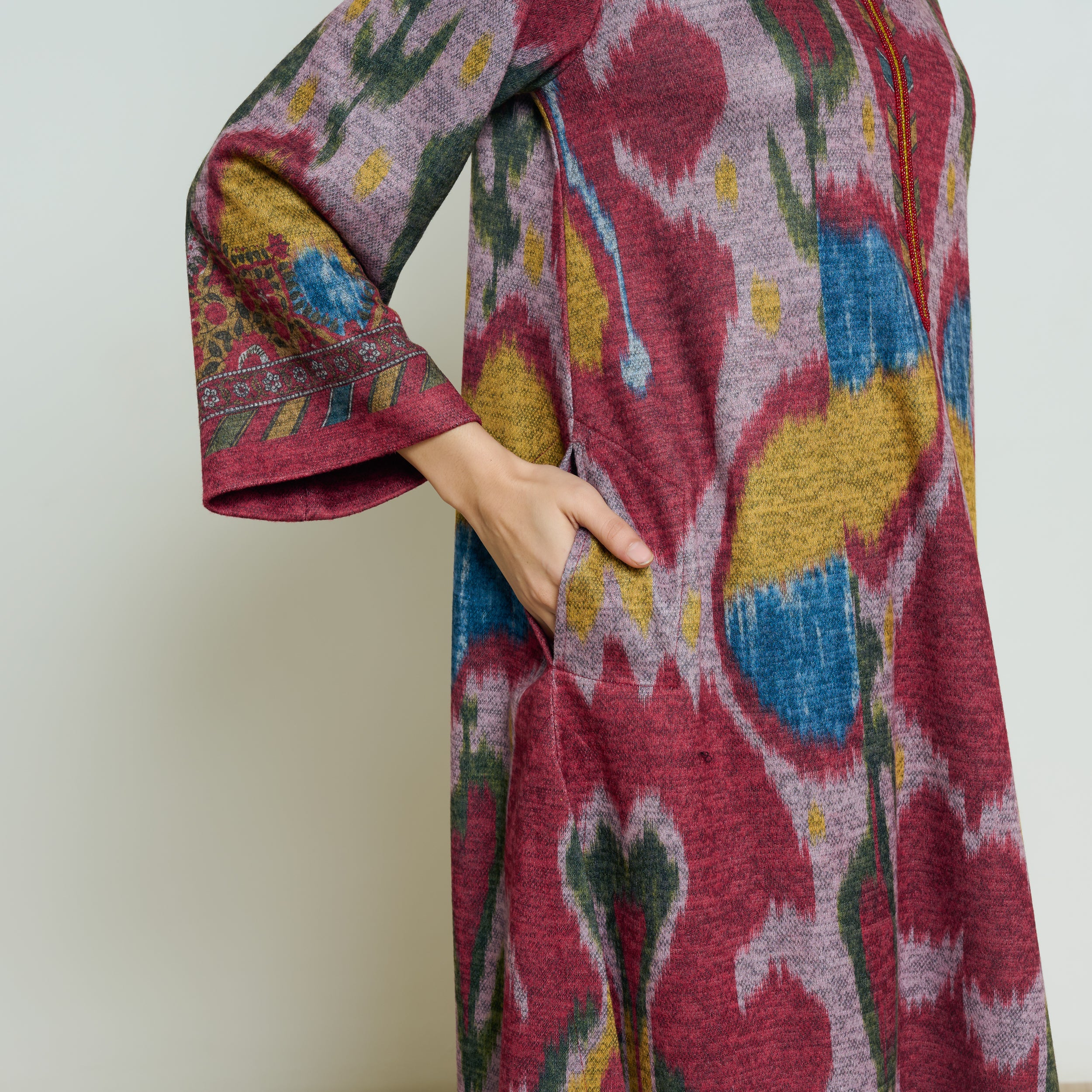 Moonara Hand Embroidered Woollen Kurta Set - Dusty Pink - Image 5