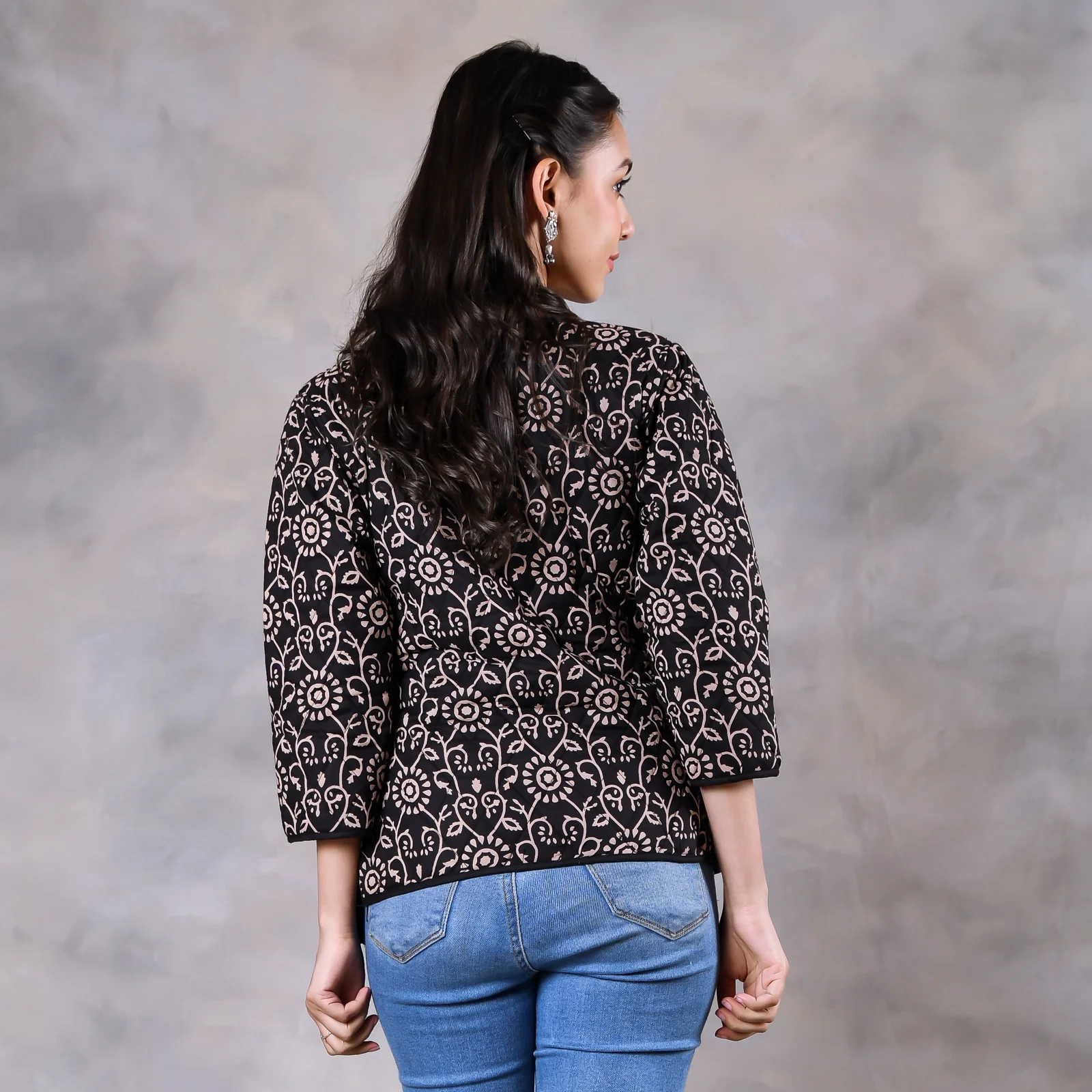 Morning Glory Black & White Quilted Jacket - Image 3