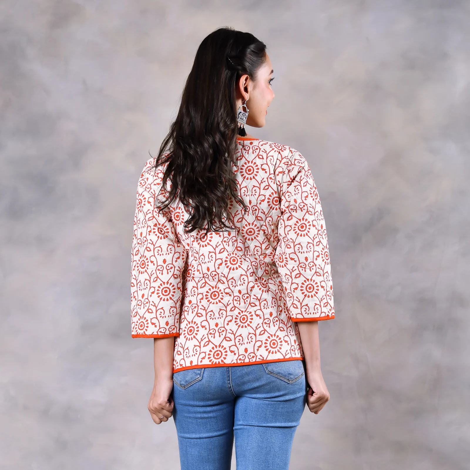 Morning Glory Off White & Rust Quilted Jacket - Image 4
