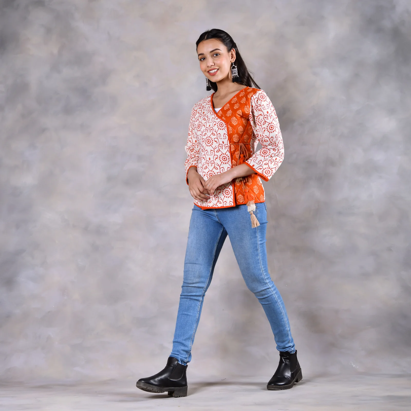 Morning Glory Off White & Rust Quilted Jacket - Image 5